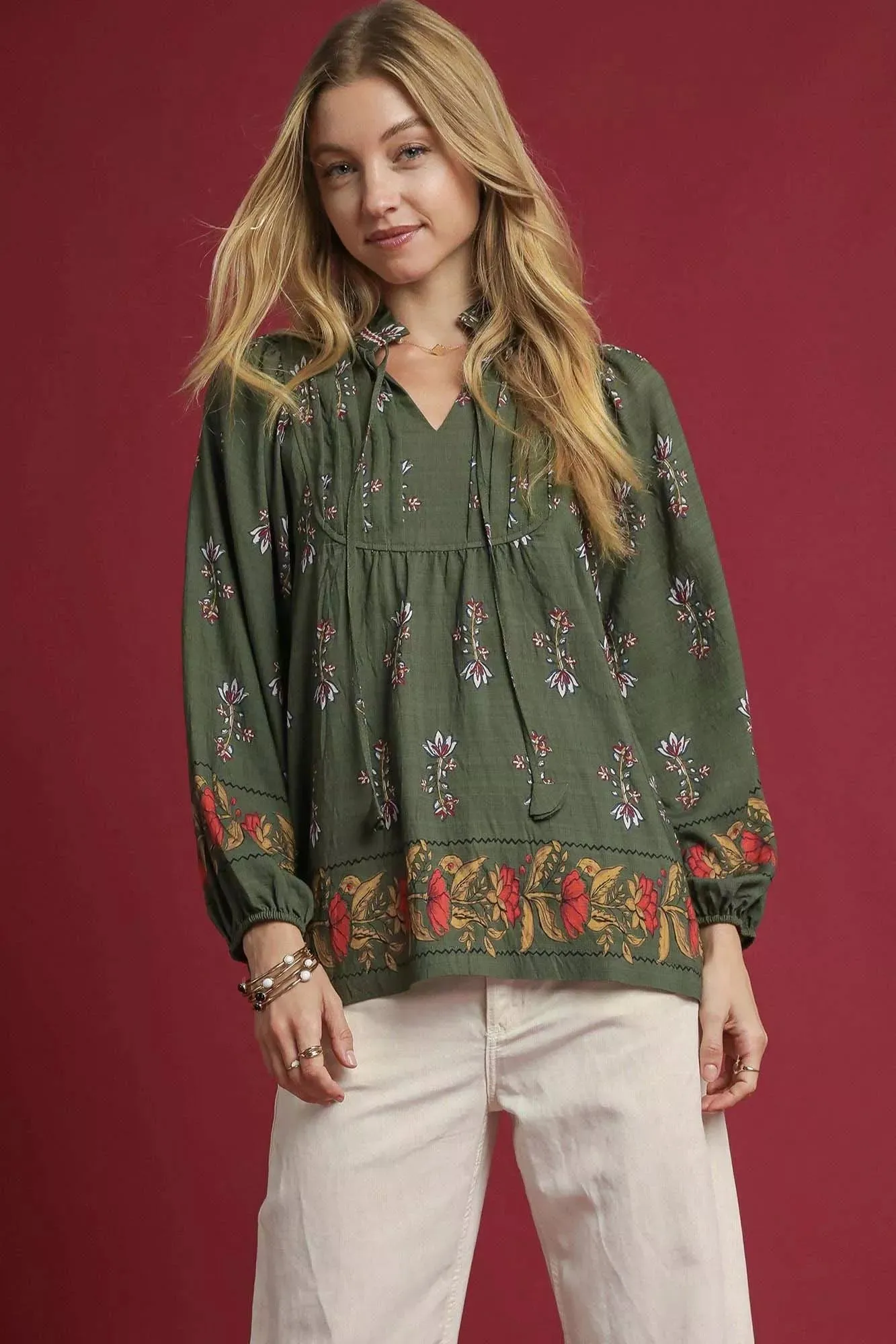 Umgee Floral Boho Peasant Blouse sold by Charming Charlie