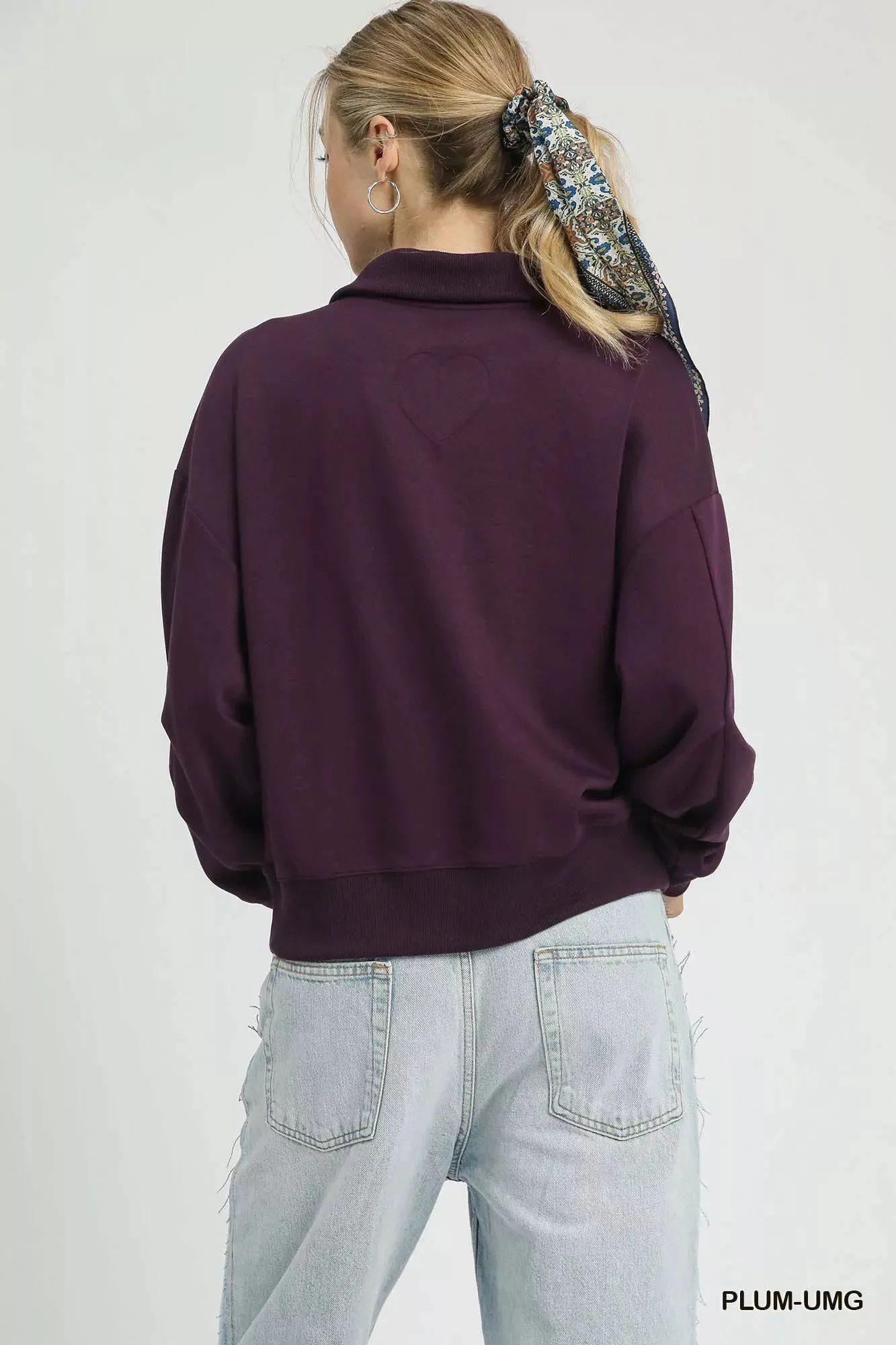 Umgee Half Zip Drop Shoulder Sweatshirt sold by Charming Charlie product image thumbnail 4