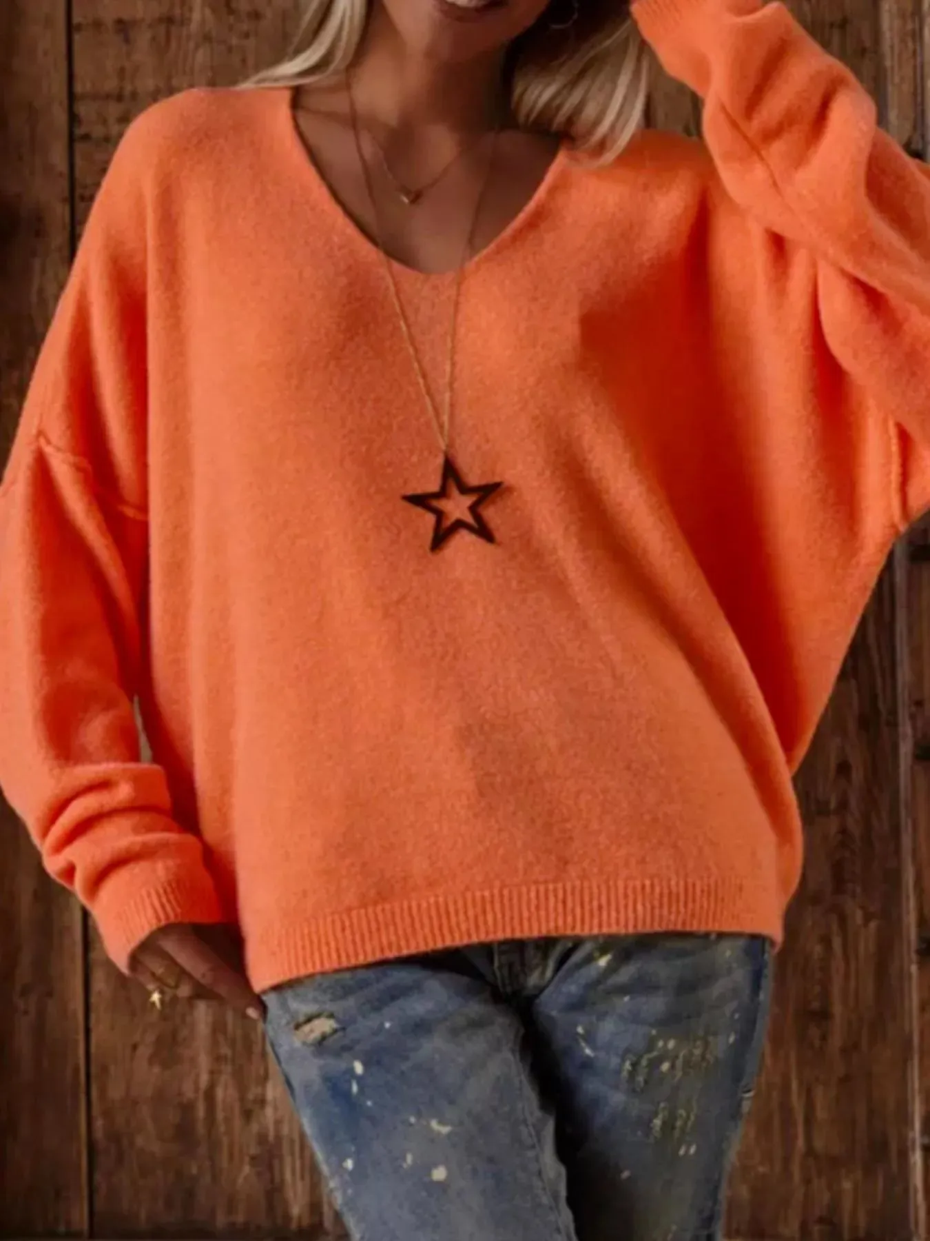 V-Neck Dropped Shoulder Sweater sold by Charming Charlie product image thumbnail 4