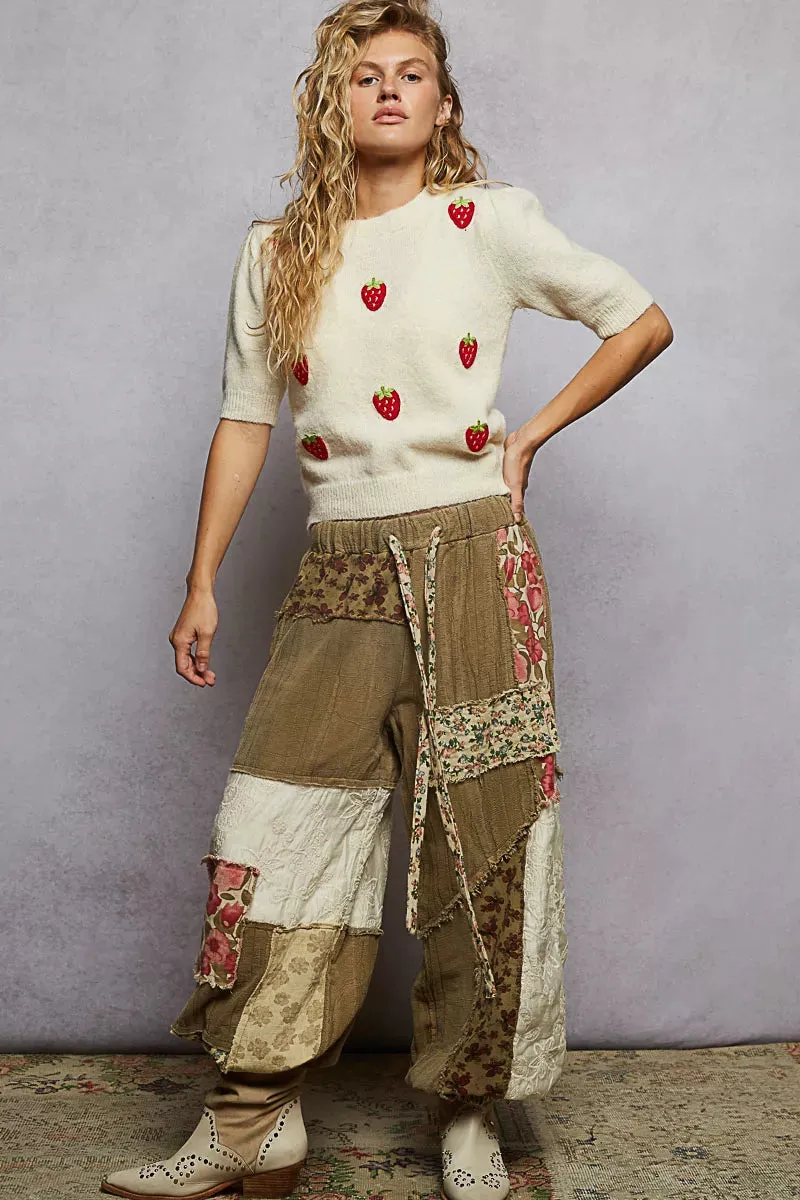 POL Round Neck Strawberry Patch Sweater with Shirring Shoulder sold by Charming Charlie product image thumbnail 5