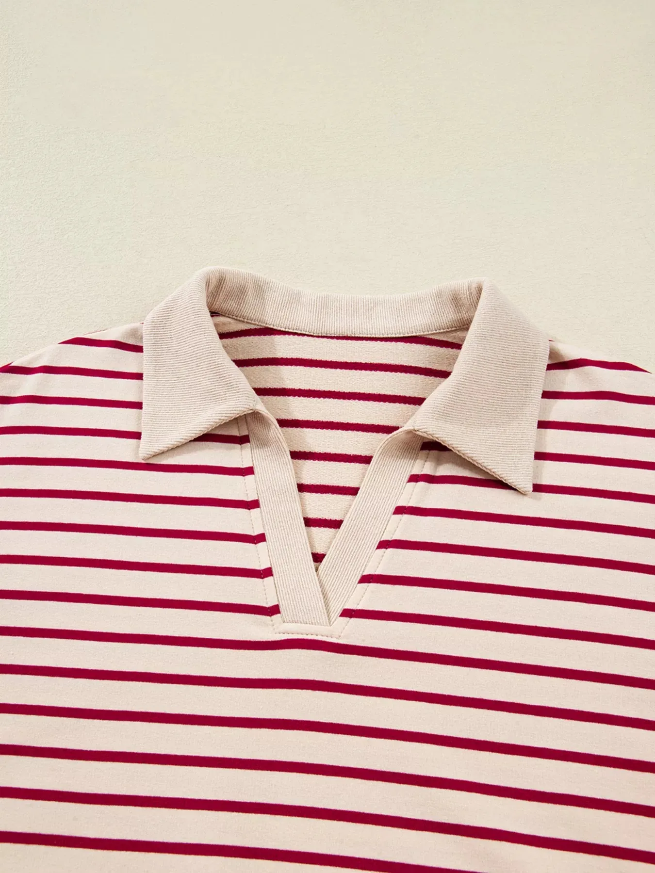 tripe Cropped Collared Drop Shoulder Pullover and Bubble Mini Skirt Set sold by Charming Charlie product image thumbnail 4