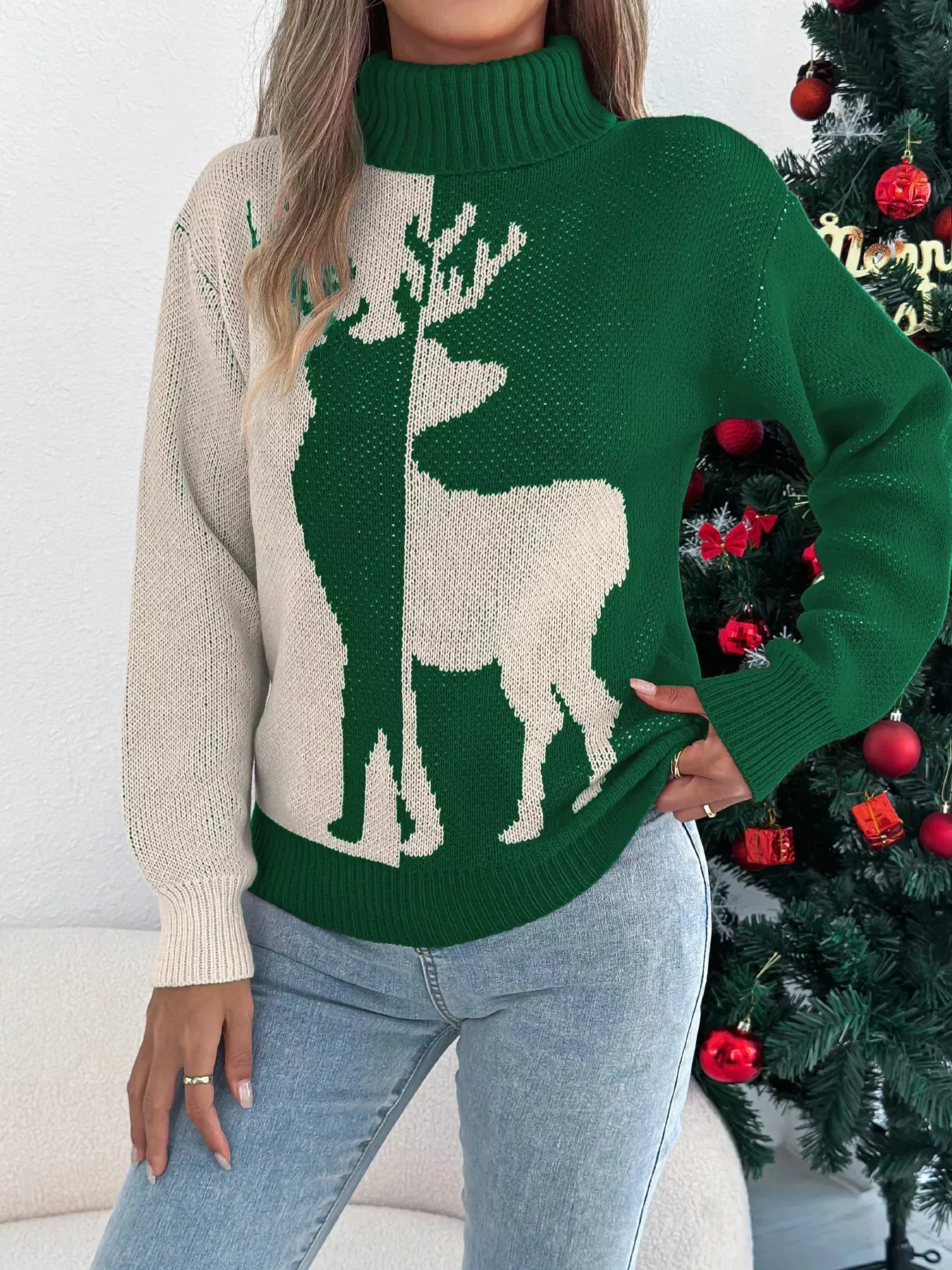 Christmas Reindeer Turtleneck Sweater sold by Charming Charlie product image thumbnail 4