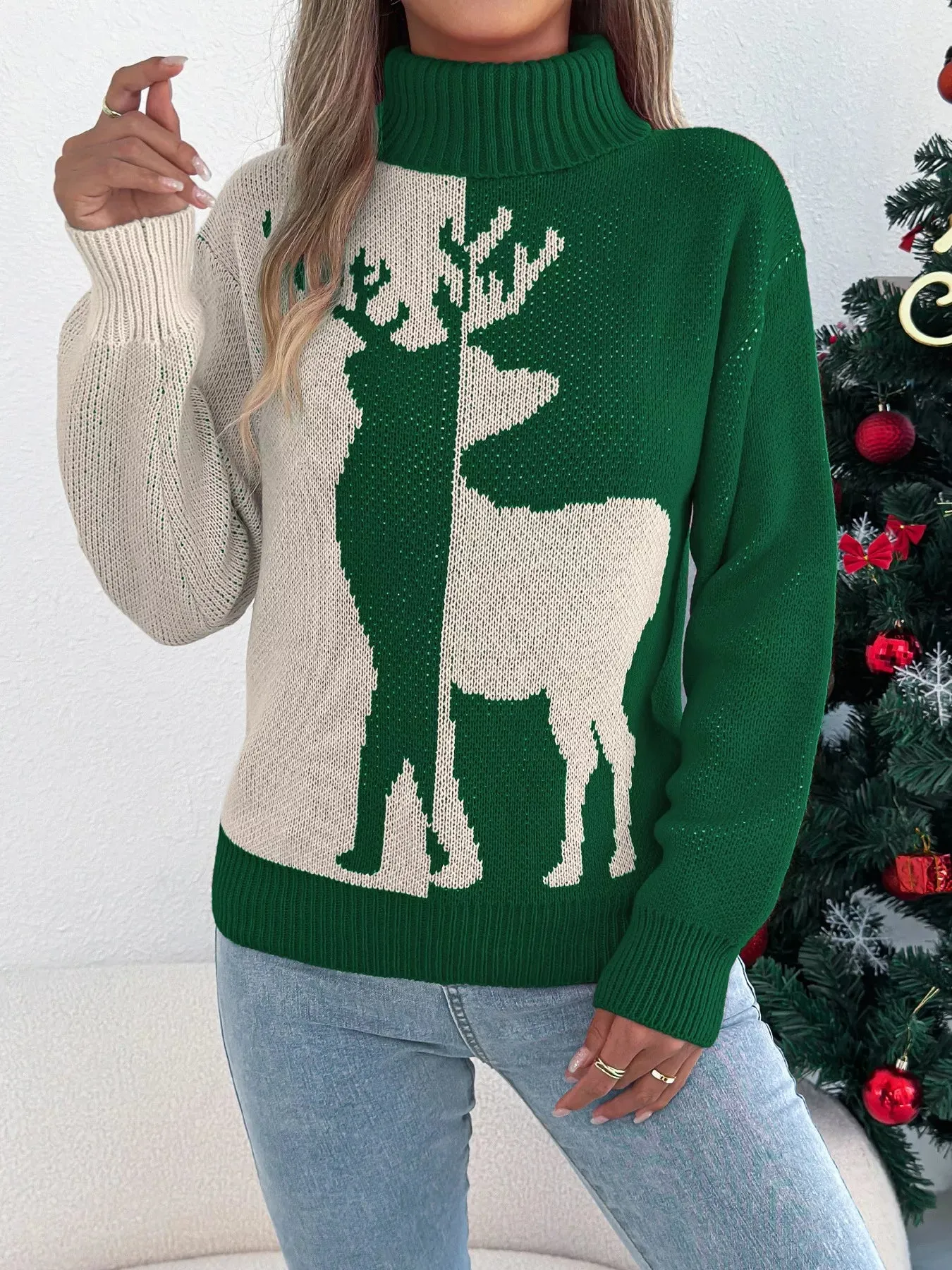 Christmas Reindeer Turtleneck Sweater sold by Charming Charlie product image thumbnail 5