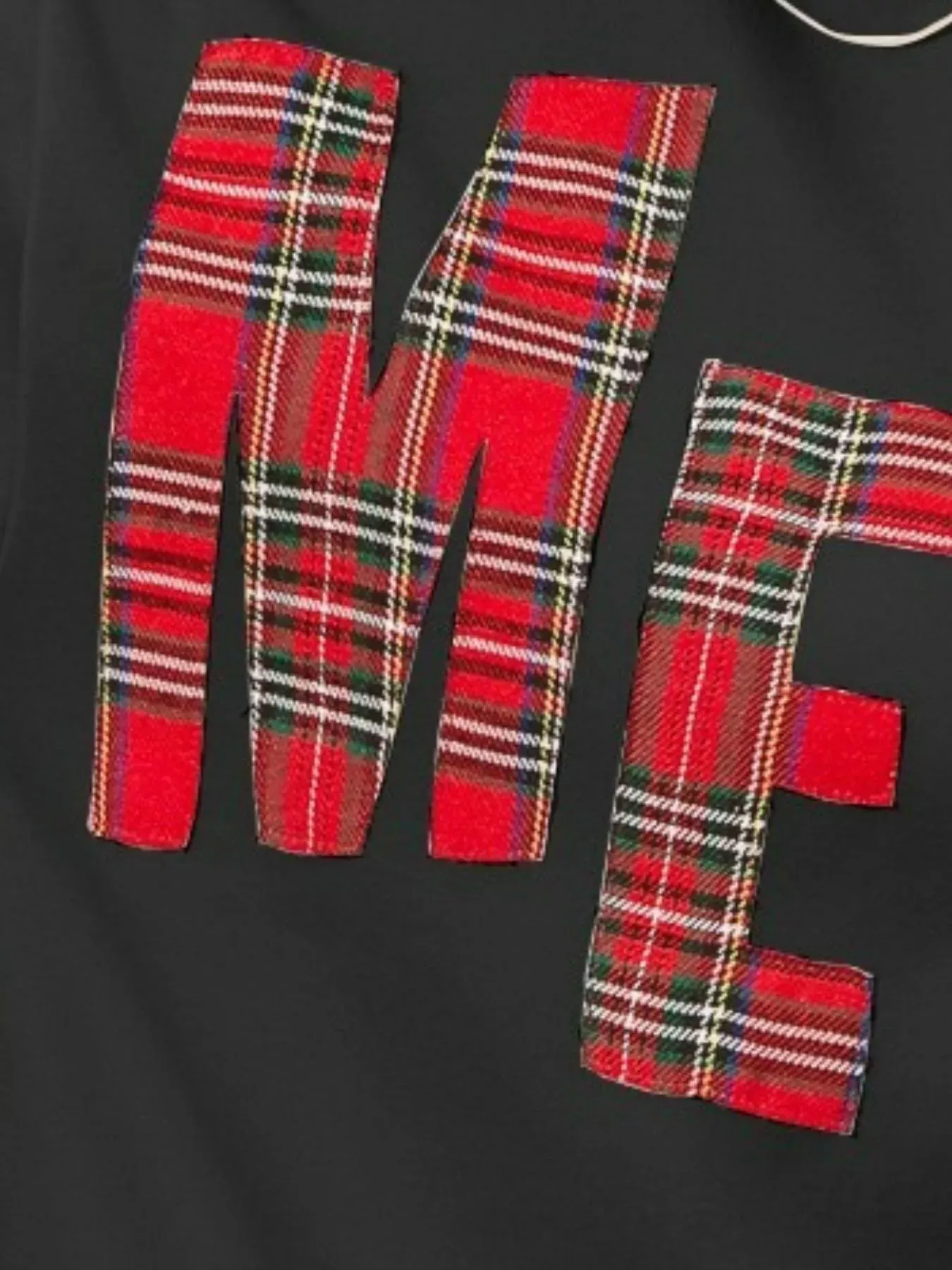 BiBi Plaid Merry Lettering Christmas Fleece Sweatshirt sold by Charming Charlie product image thumbnail 3