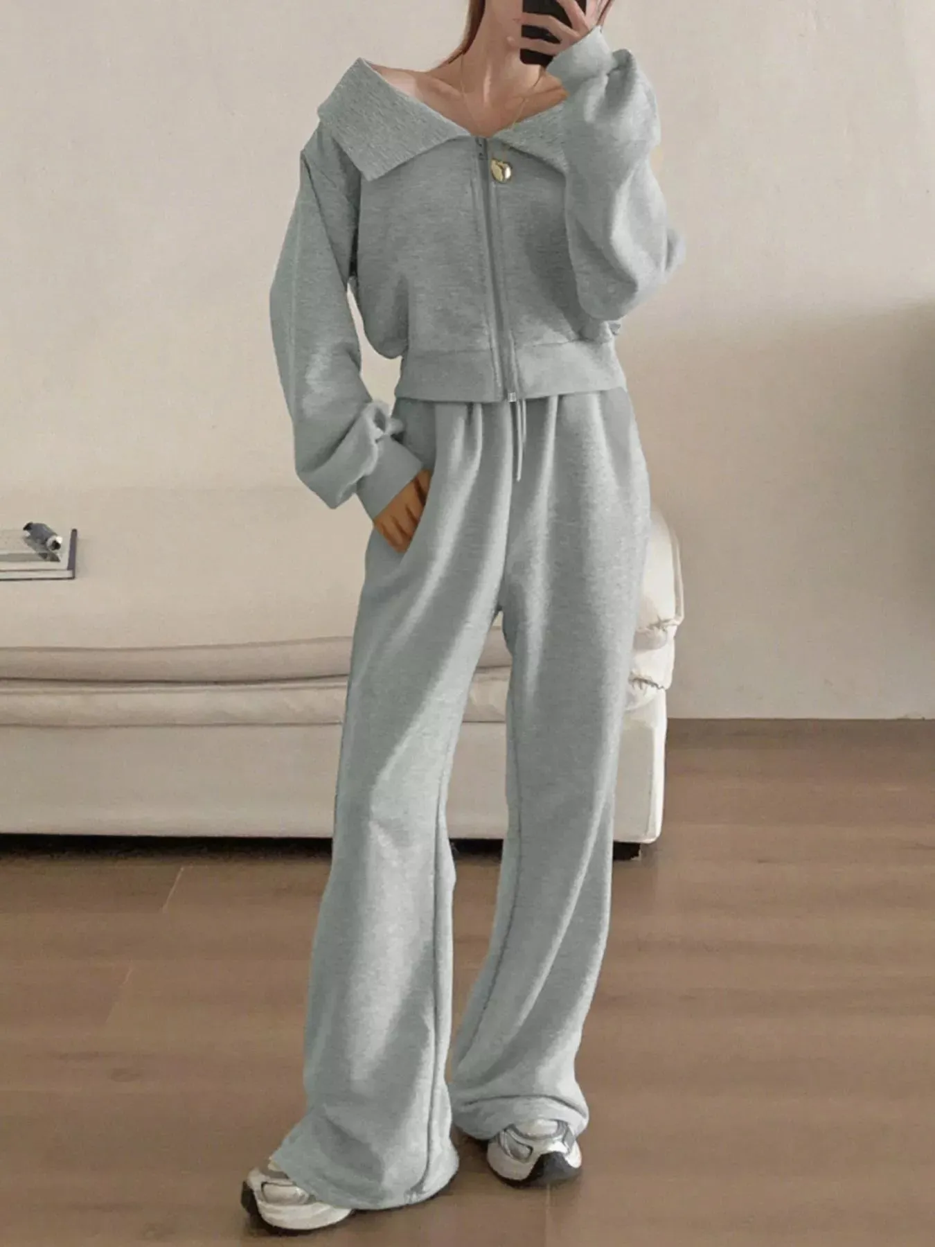 Zip Up Long Sleeve Top and Pants Set sold by Charming Charlie product image thumbnail 2