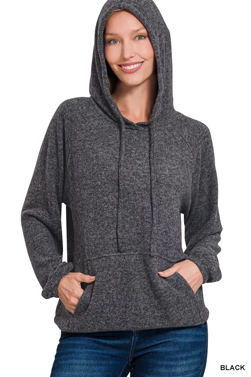 Zenana Brushed Hacci Melange Hooded Sweater sold by Charming Charlie product image thumbnail 2
