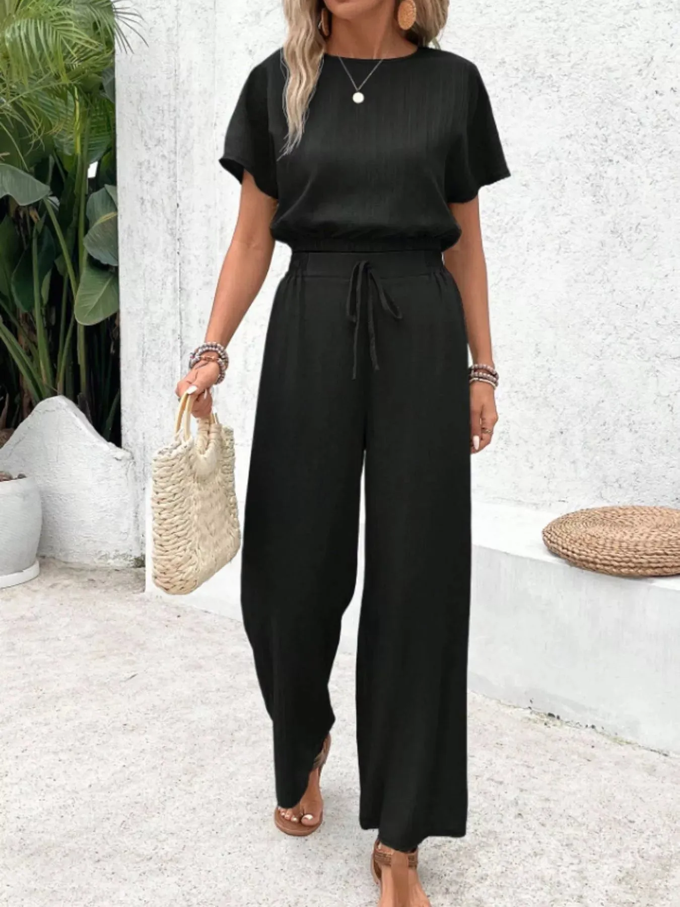 Round Neck Short Sleeve Top and Pants Set sold by Charming Charlie product image thumbnail 4