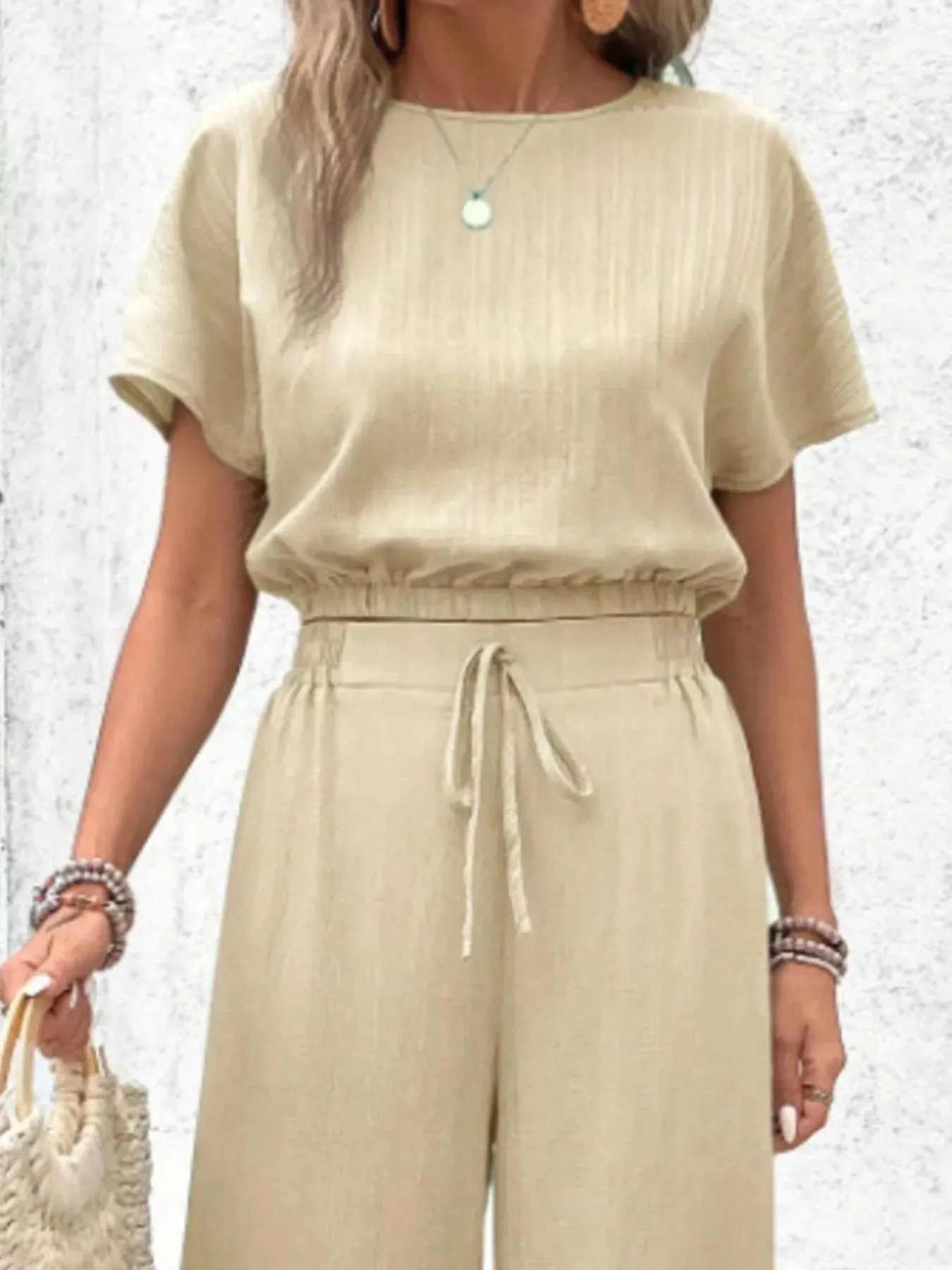 Round Neck Short Sleeve Top and Pants Set sold by Charming Charlie product image thumbnail 3