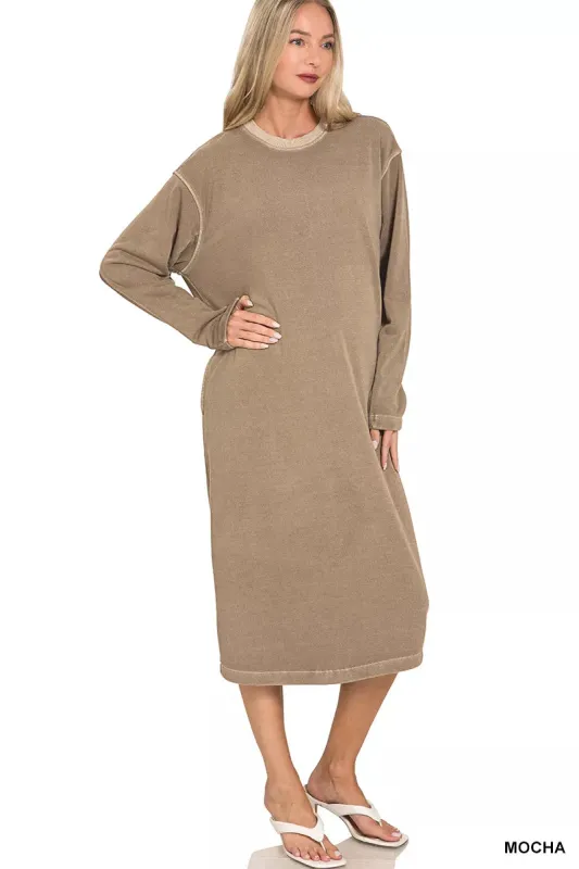 Zenana Soft Fleece Pigment Dye Sweatshirts Dress sold by Charming Charlie
