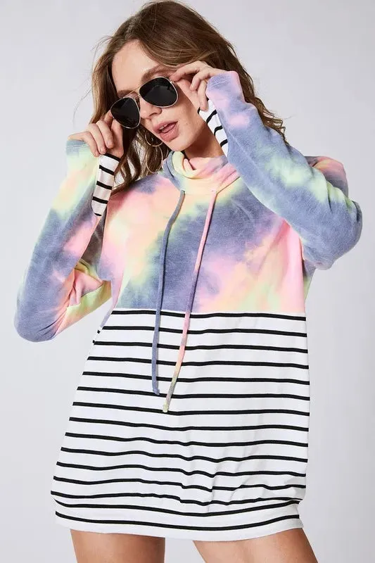 BiBi Tie Dye French Terry Cowl Neck Top sold by Charming Charlie product image thumbnail 2