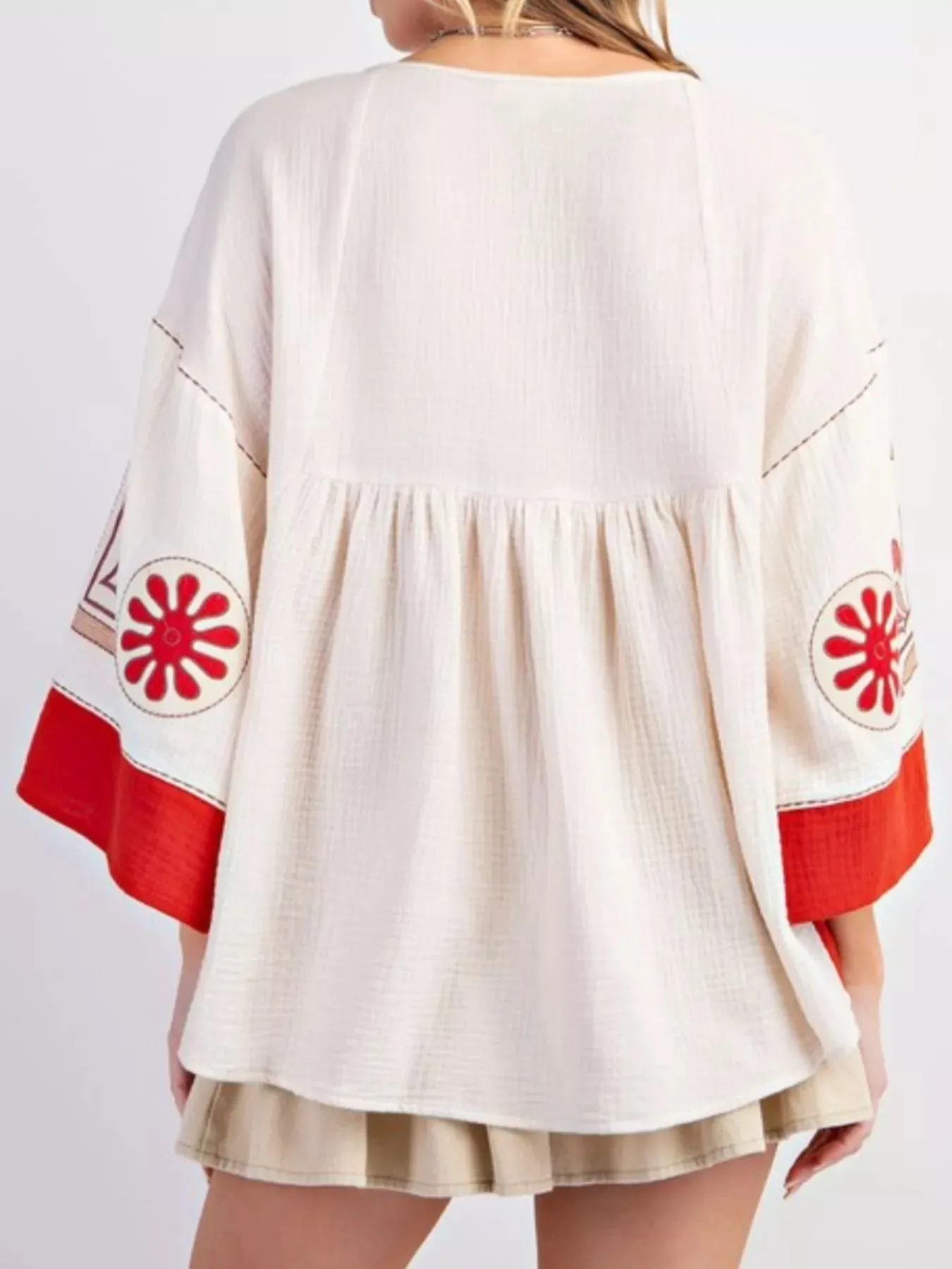 Printed V-Neck Top with Contrast Trim Details sold by Charming Charlie product image thumbnail 3