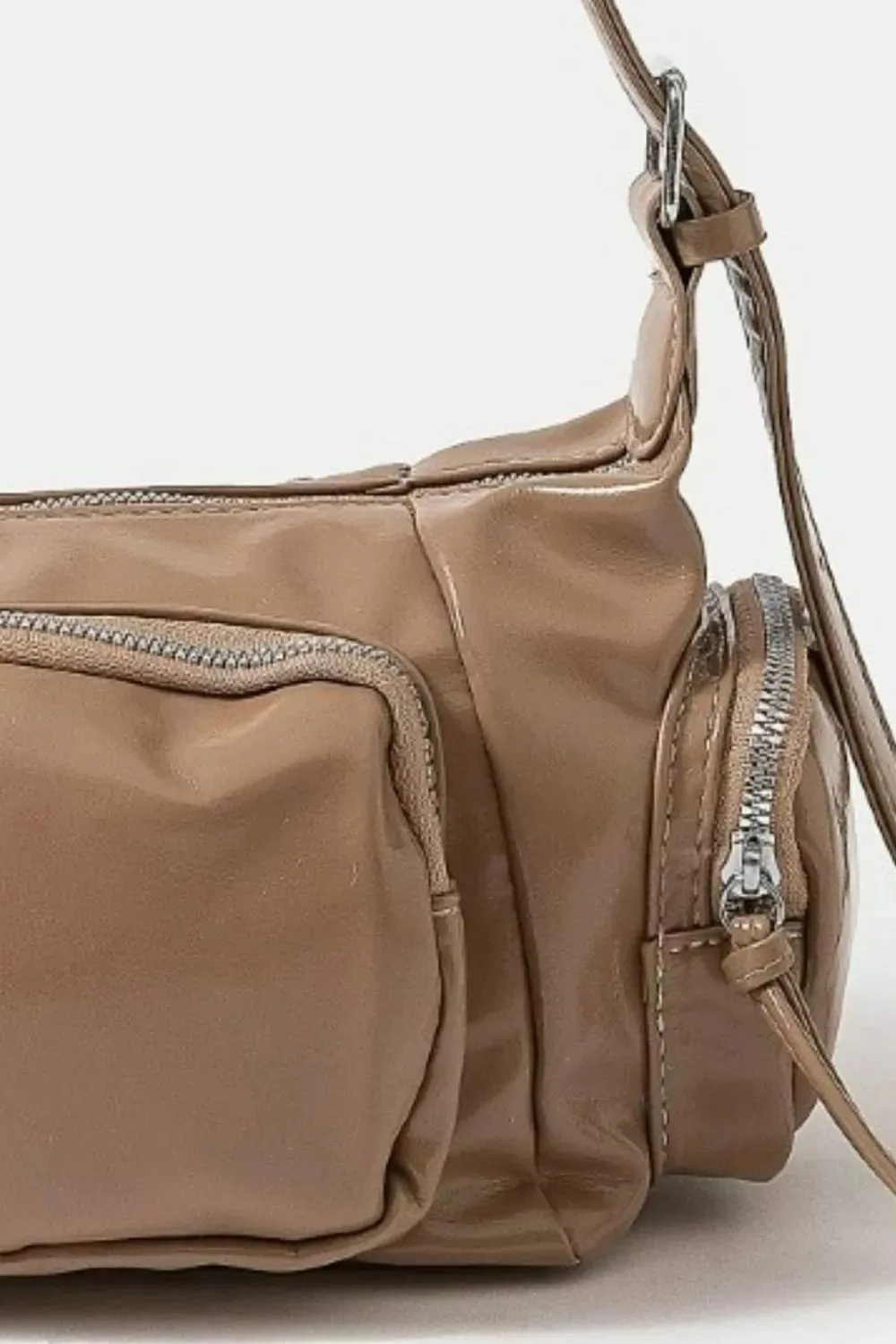 Fame Glossy Faux Leather Multi Pocket Hand Bag sold by Charming Charlie product image thumbnail 3