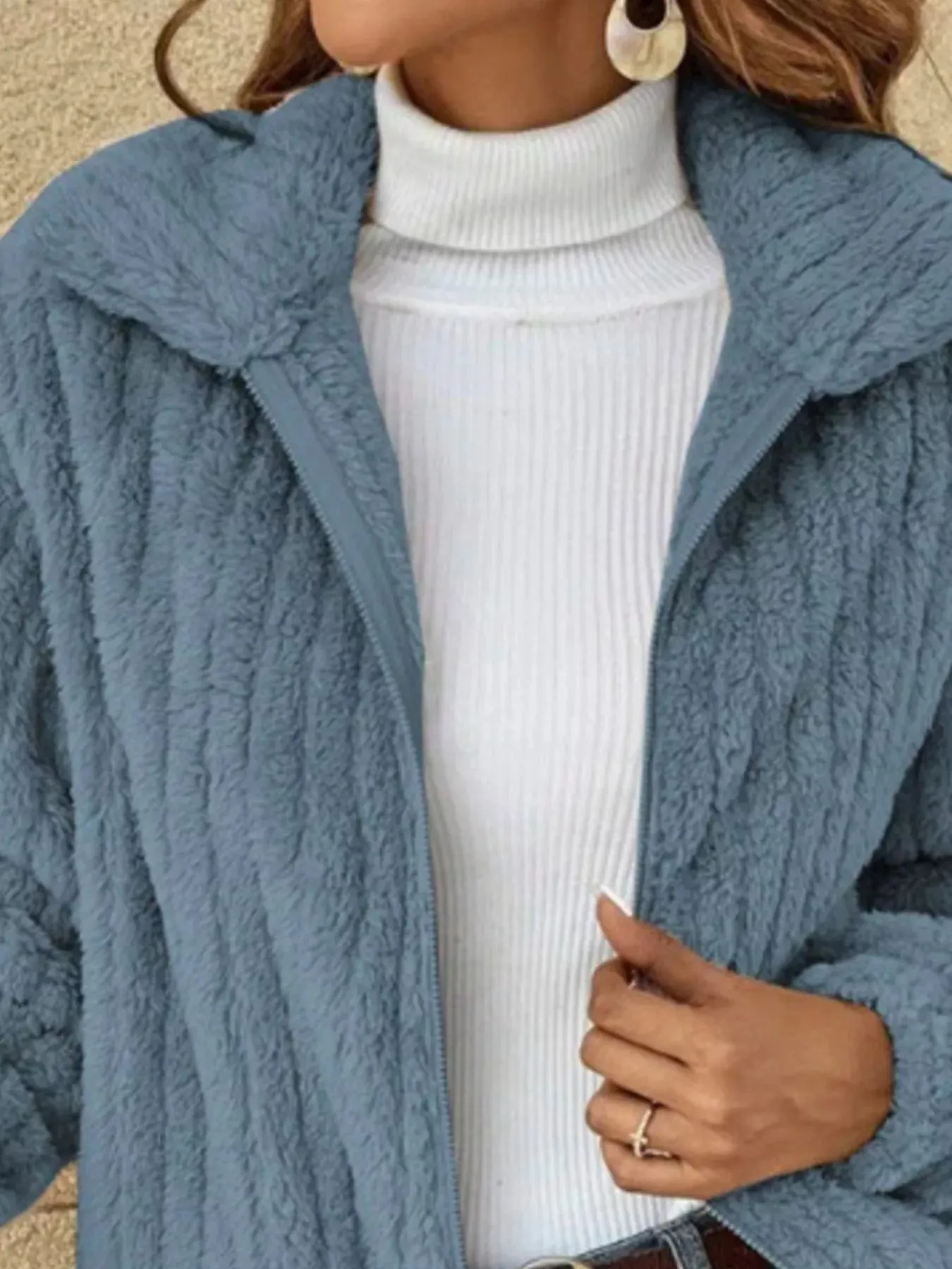 Full Size Zip-Up Long Sleeve Texture Jacket Plus Size sold by Charming Charlie product image thumbnail 5