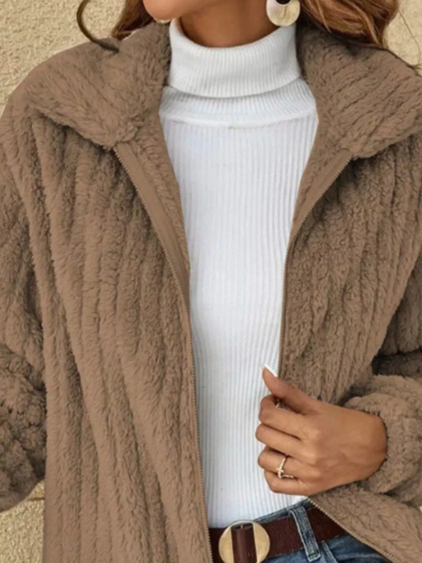 Full Size Zip-Up Long Sleeve Texture Jacket Plus Size sold by Charming Charlie product image thumbnail 2