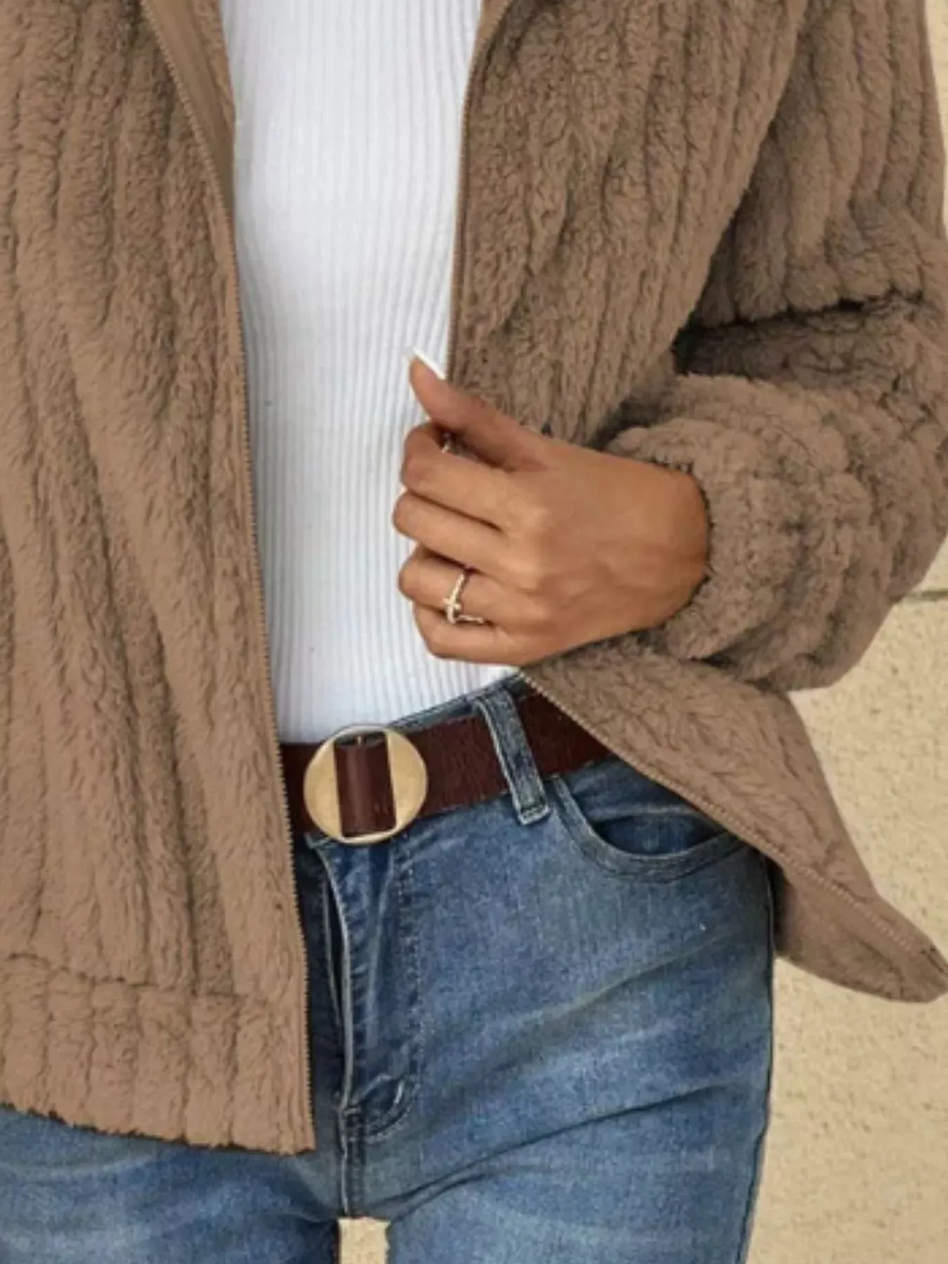 Full Size Zip-Up Long Sleeve Texture Jacket Plus Size sold by Charming Charlie product image thumbnail 3