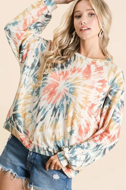 BiBi Tie Dye Print Terry Pull Over sold by Charming Charlie product image thumbnail 5