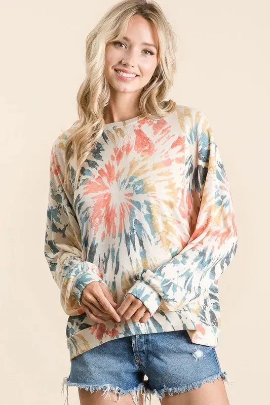 BiBi Tie Dye Print Terry Pull Over sold by Charming Charlie product image thumbnail 2