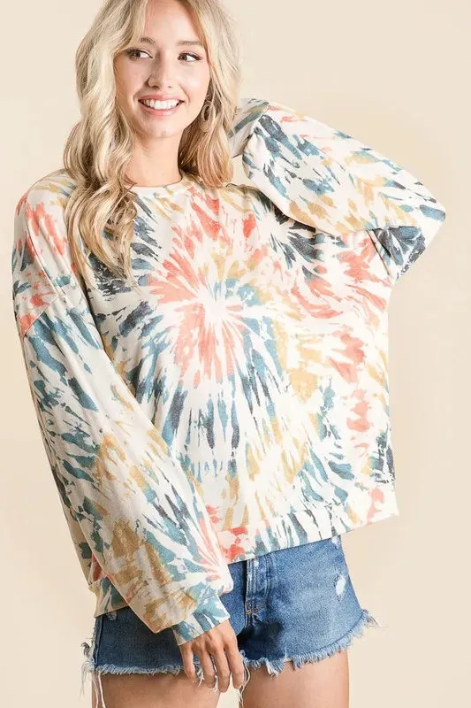BiBi Tie Dye Print Terry Pull Over sold by Charming Charlie product image thumbnail 3