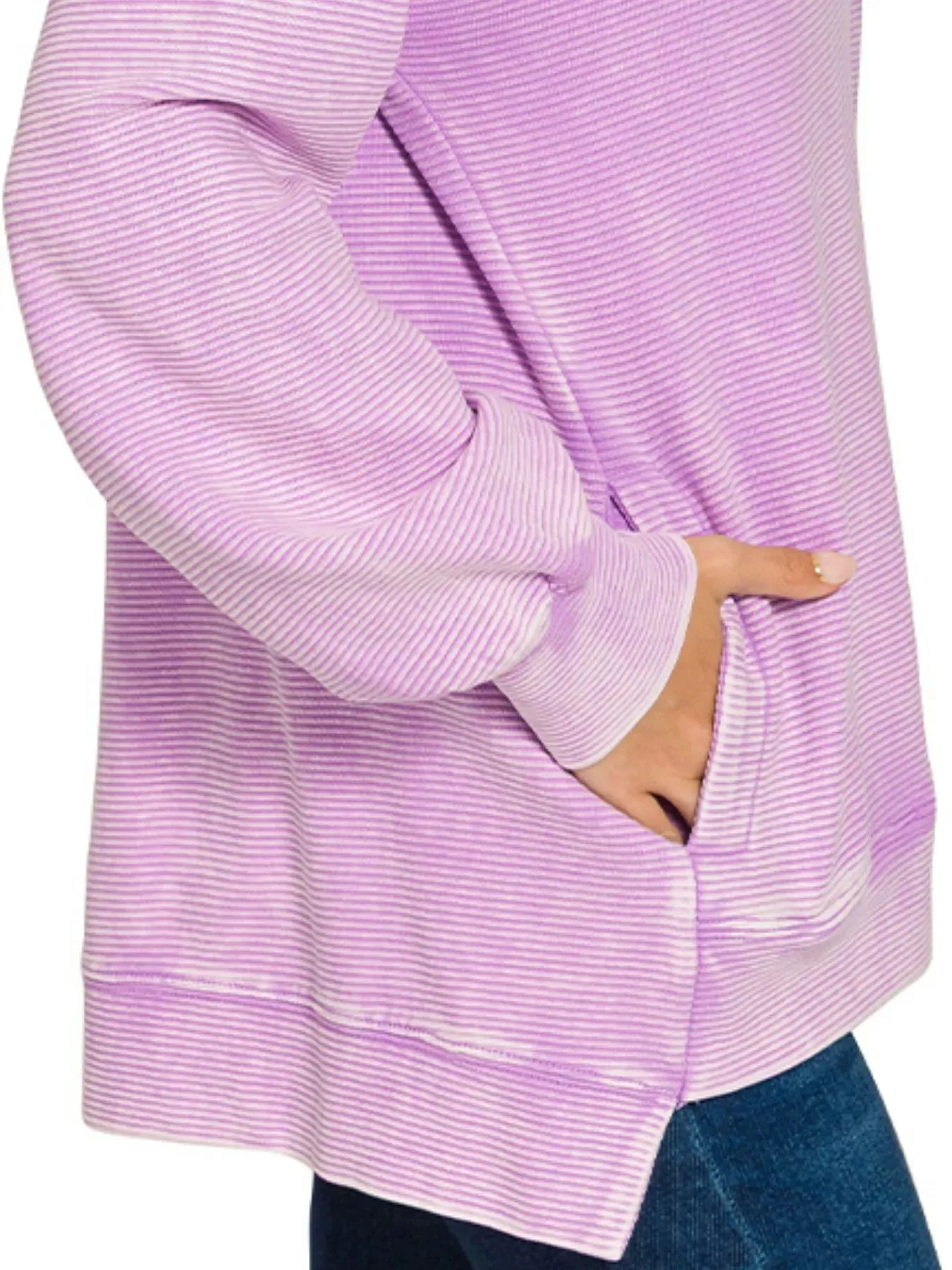 Zenana Acid Washed Double Ribbed Hi-low Sweatshirt sold by Charming Charlie product image thumbnail 3