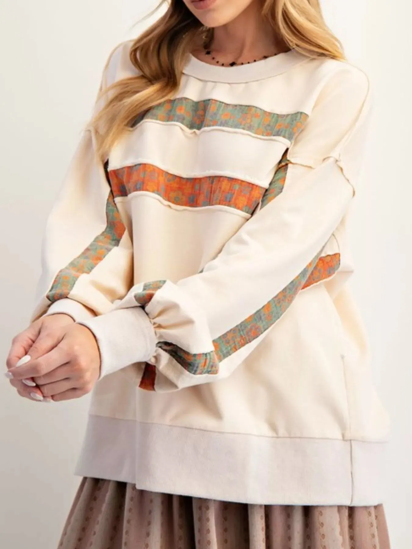Bohemian Striped Oversized Sweatshirt sold by Charming Charlie product image thumbnail 2