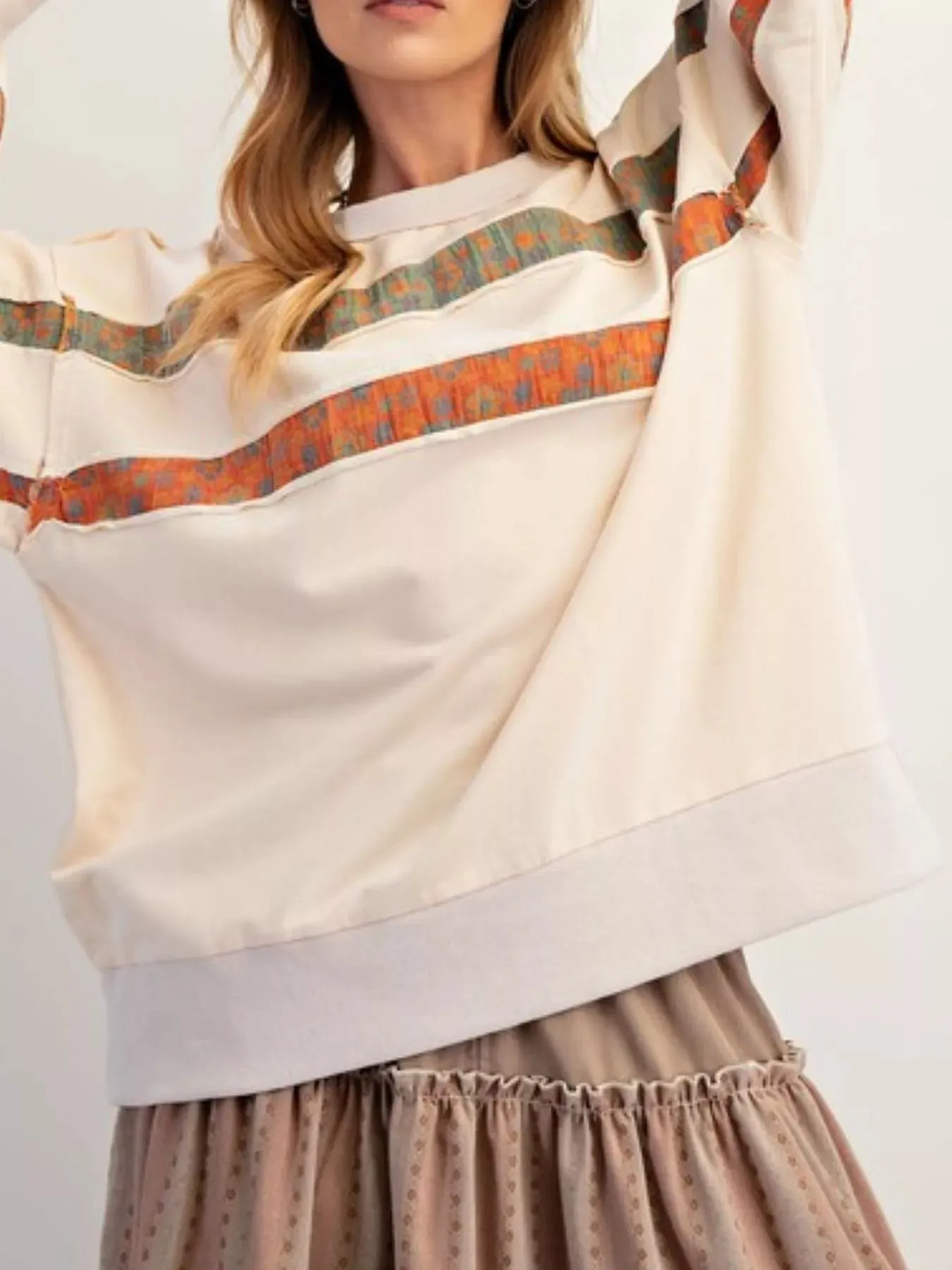 Bohemian Striped Oversized Sweatshirt sold by Charming Charlie product image thumbnail 3