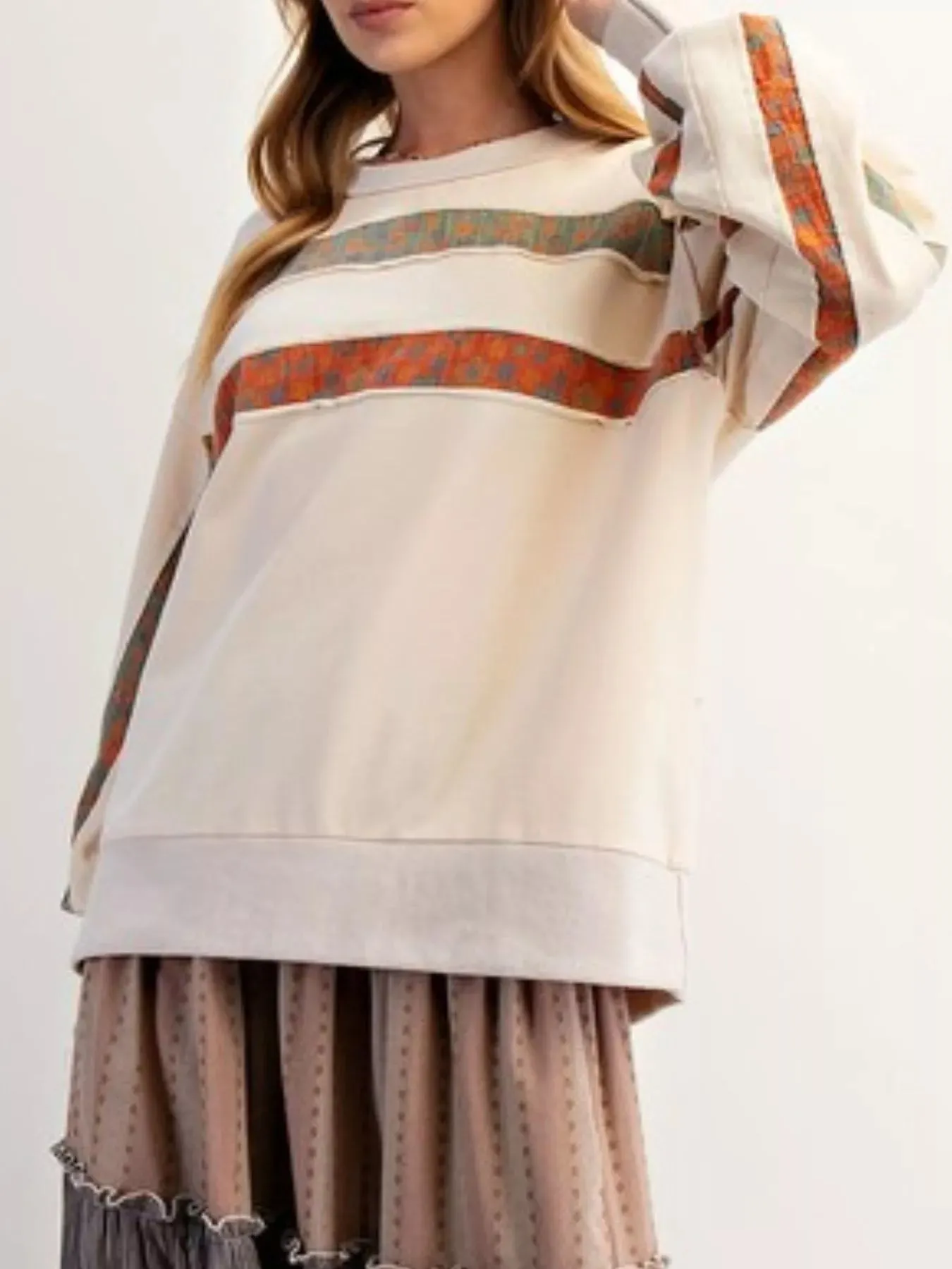 Bohemian Striped Oversized Sweatshirt sold by Charming Charlie product image thumbnail 5