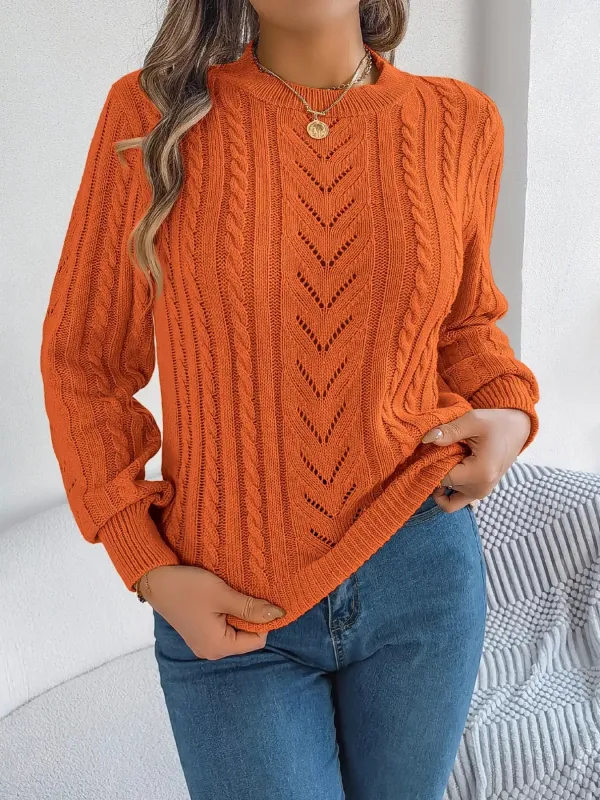 Cable-Knit Round Neck Sweater sold by Charming Charlie
