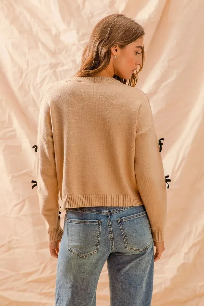 SO ME Ribbon Bow Applique Sweater sold by Charming Charlie product image thumbnail 5