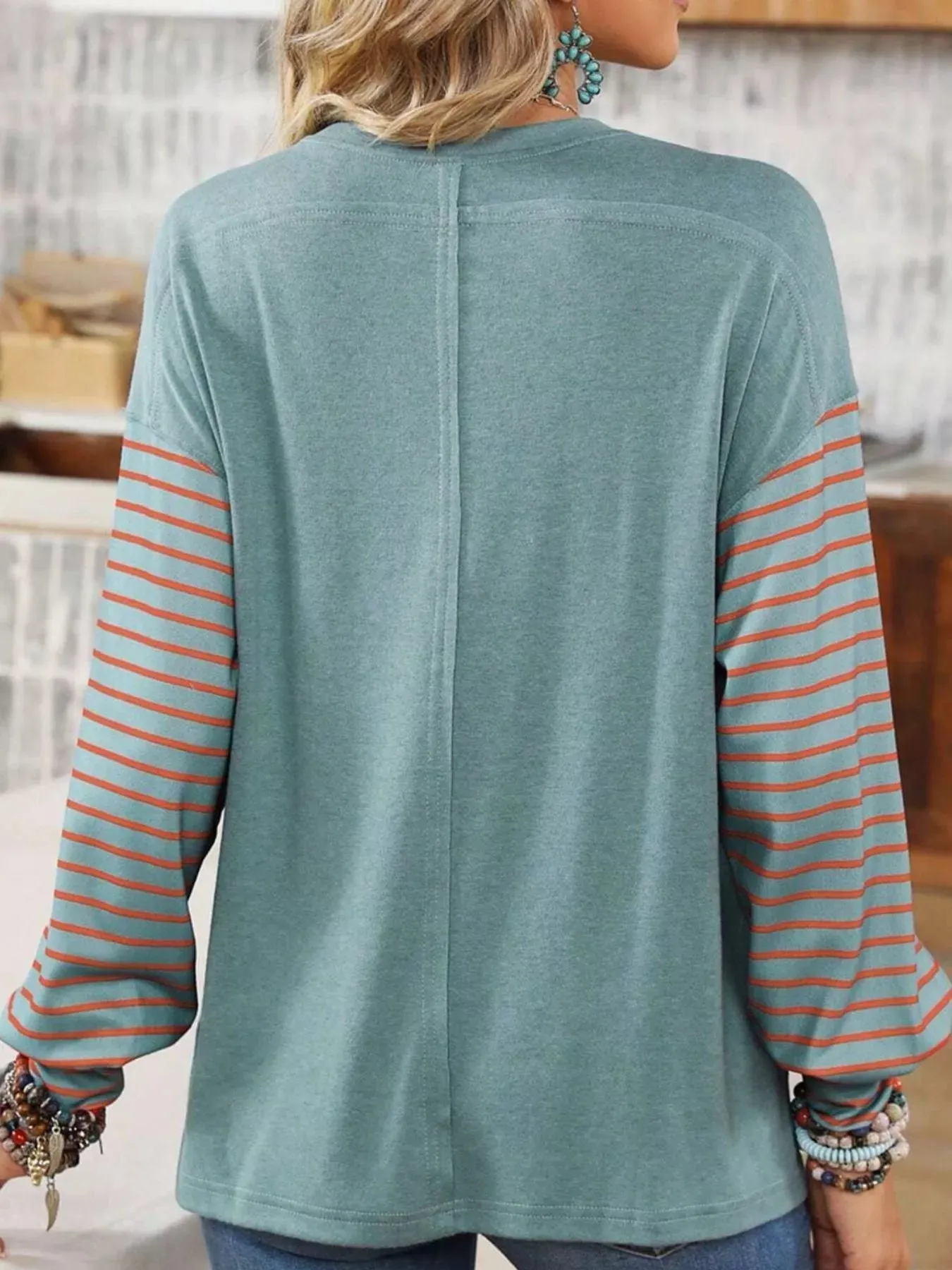 Striped Color Block Long Sleeve T-Shirt sold by Charming Charlie product image thumbnail 3