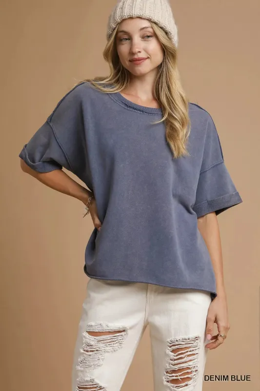 Umgee Mineral Wash Round Neck Top sold by Charming Charlie