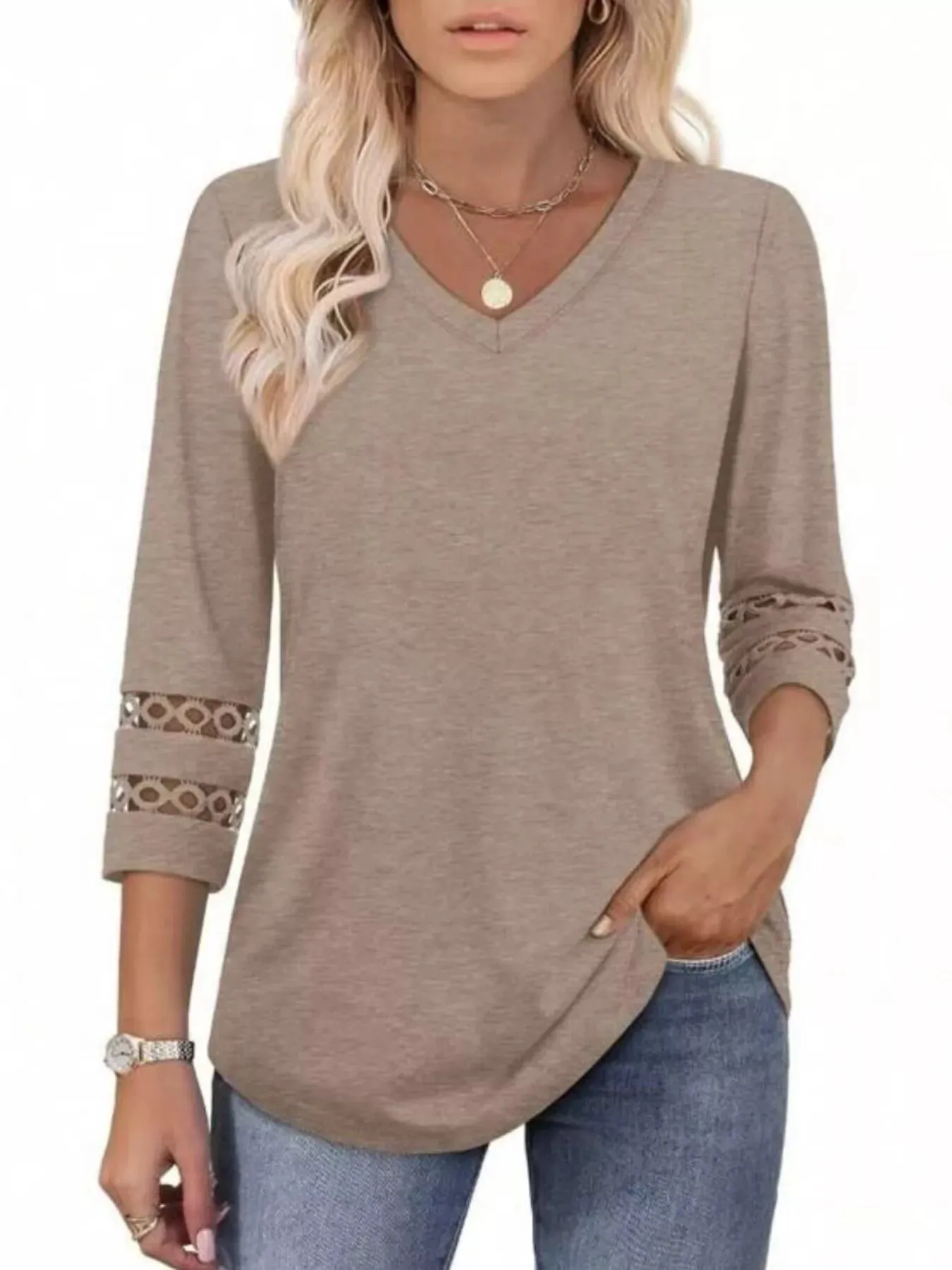Full Size V-Neck 3/4 Sleeve T-Shirt Plus Size sold by Charming Charlie product image thumbnail 5