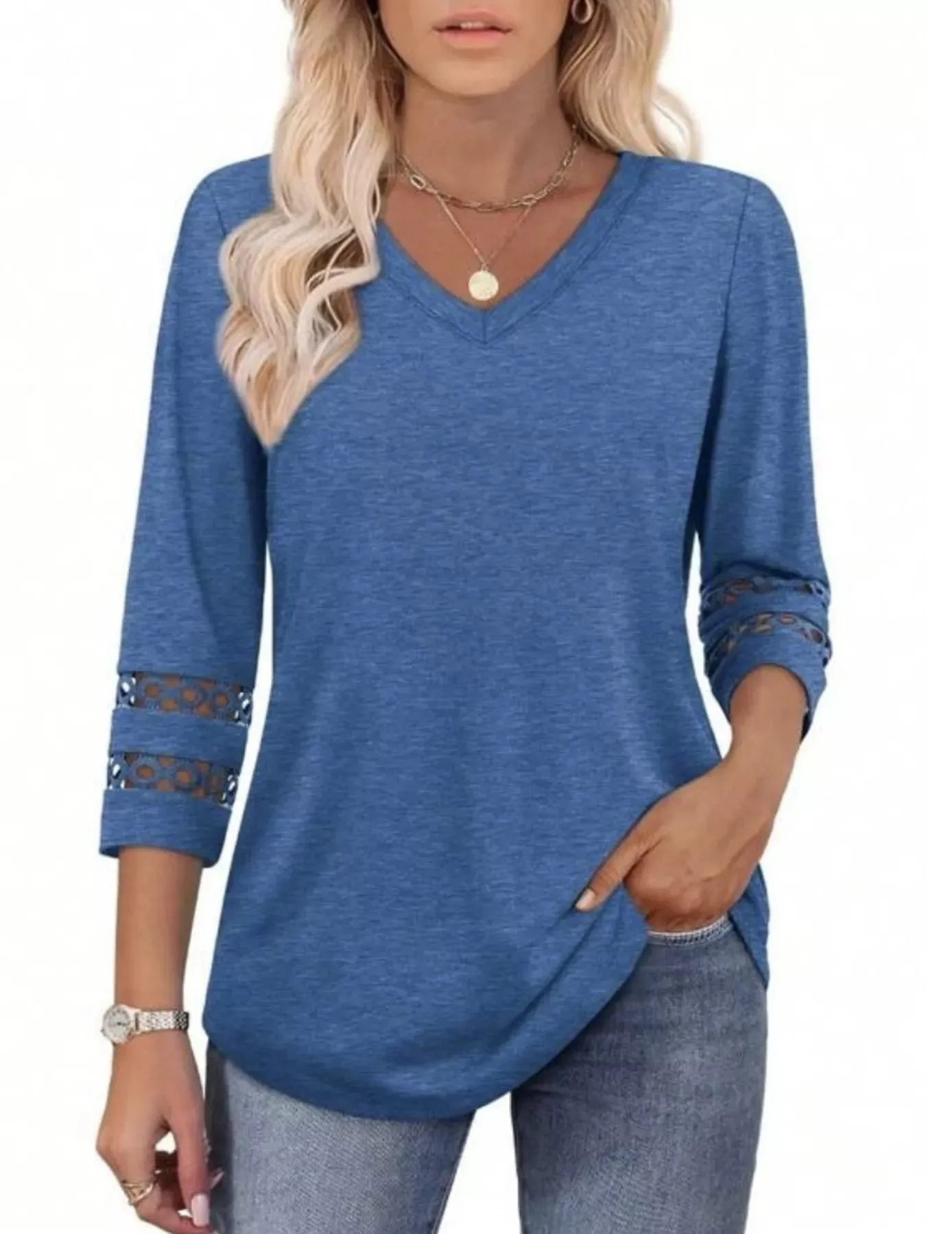 Full Size V-Neck 3/4 Sleeve T-Shirt Plus Size sold by Charming Charlie product image thumbnail 2