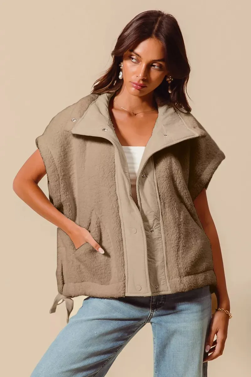 SO ME Over Sized Soft Sherpa Fur Sleeveless Vest Jacket sold by Charming Charlie
