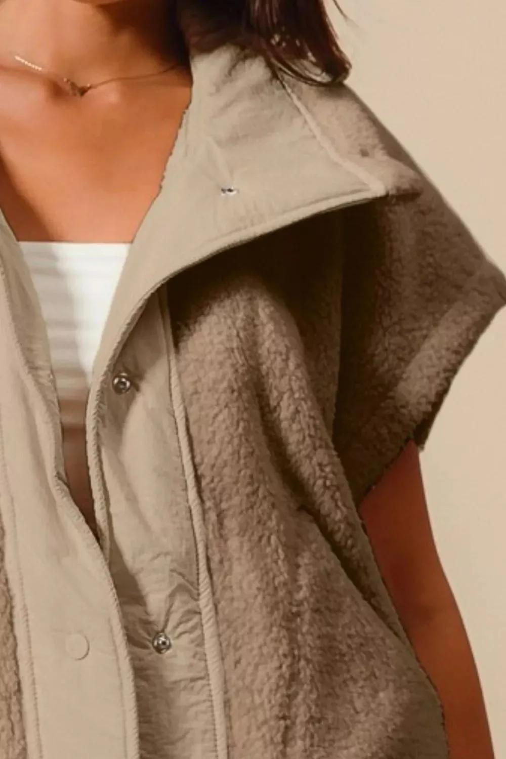 SO ME Over Sized Soft Sherpa Fur Sleeveless Vest Jacket sold by Charming Charlie product image thumbnail 2