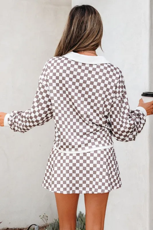 Checker Long Sleeve Top and Drawstring Skirt Set sold by Charming Charlie product image thumbnail 2