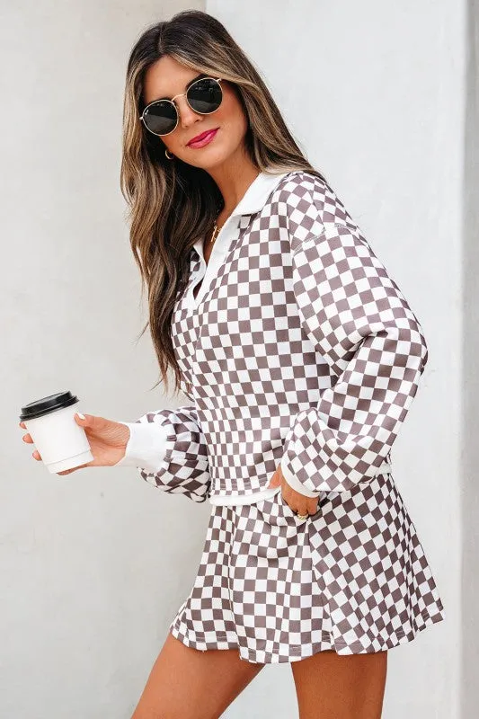 Checker Long Sleeve Top and Drawstring Skirt Set sold by Charming Charlie product image thumbnail 3