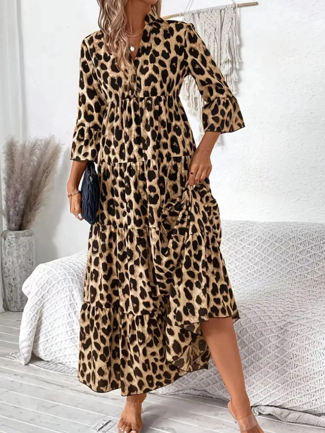 Leopard 3/4 Sleeve Midi Dress sold by Charming Charlie product image thumbnail 2