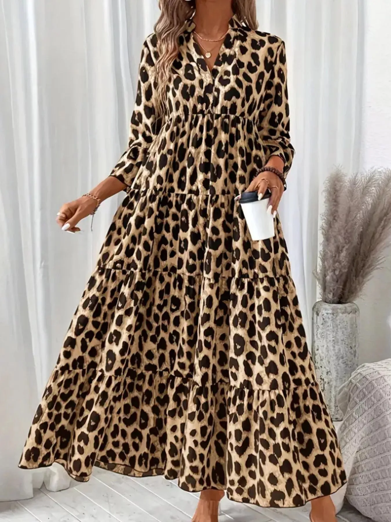 Leopard 3/4 Sleeve Midi Dress sold by Charming Charlie