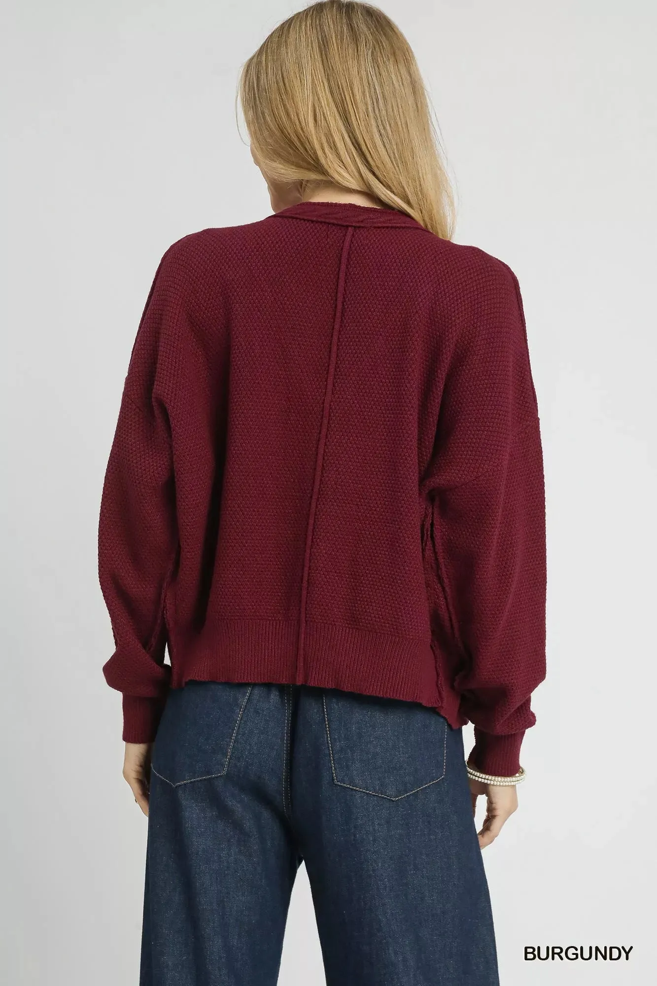 Umgee Chunky Cable Knit V-Neck Button-Up Cardigan sold by Charming Charlie product image thumbnail 2