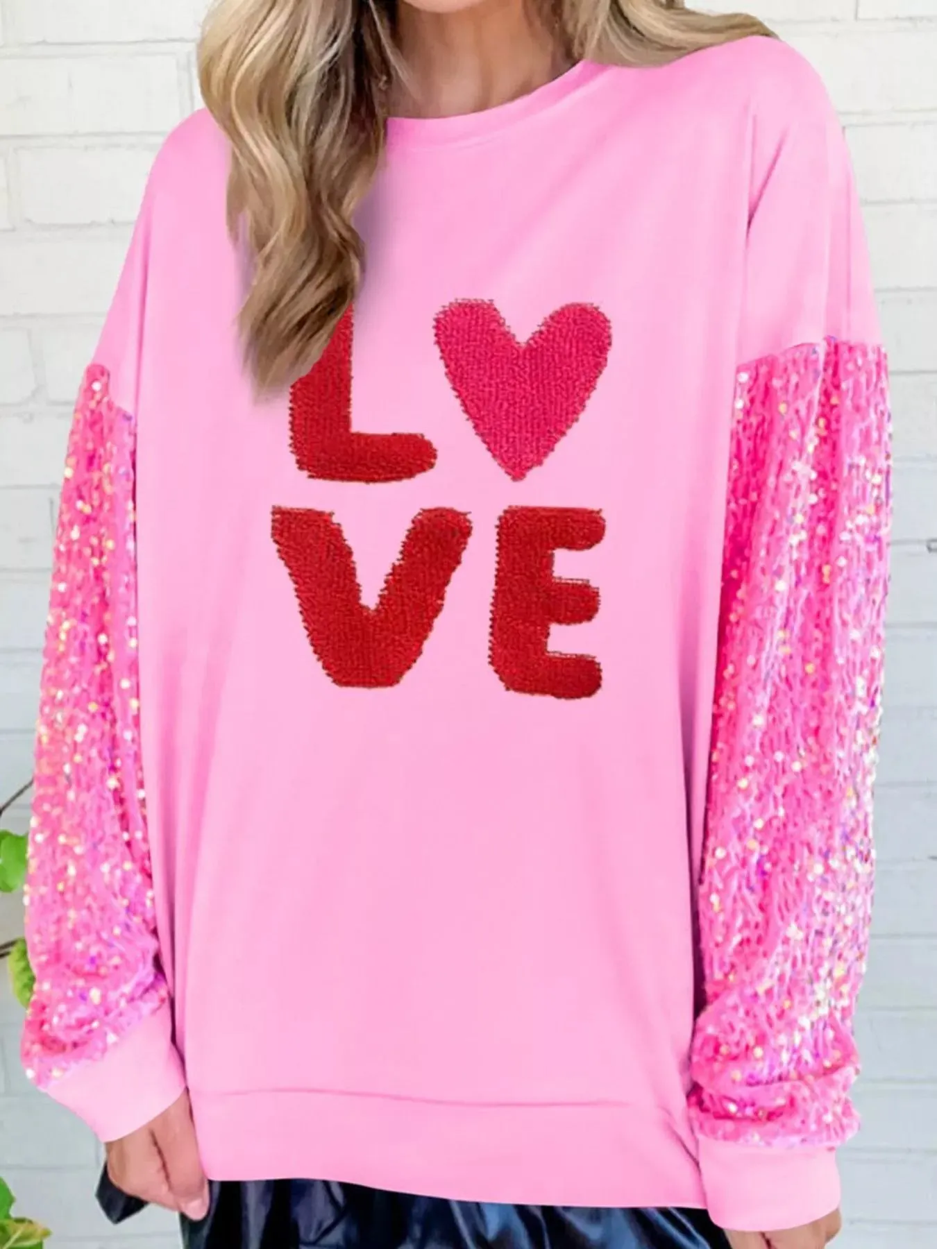 Sequin Round Neck Long Sleeve Sweatshirt sold by Charming Charlie product image thumbnail 2
