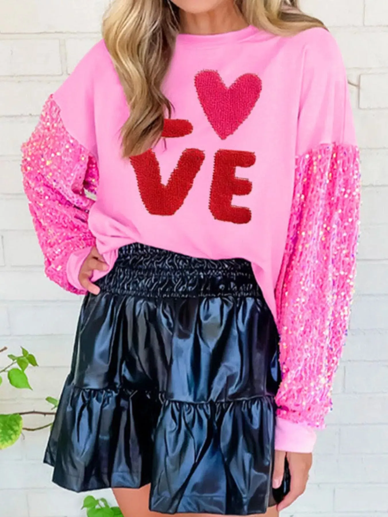 Sequin Round Neck Long Sleeve Sweatshirt sold by Charming Charlie product image thumbnail 4