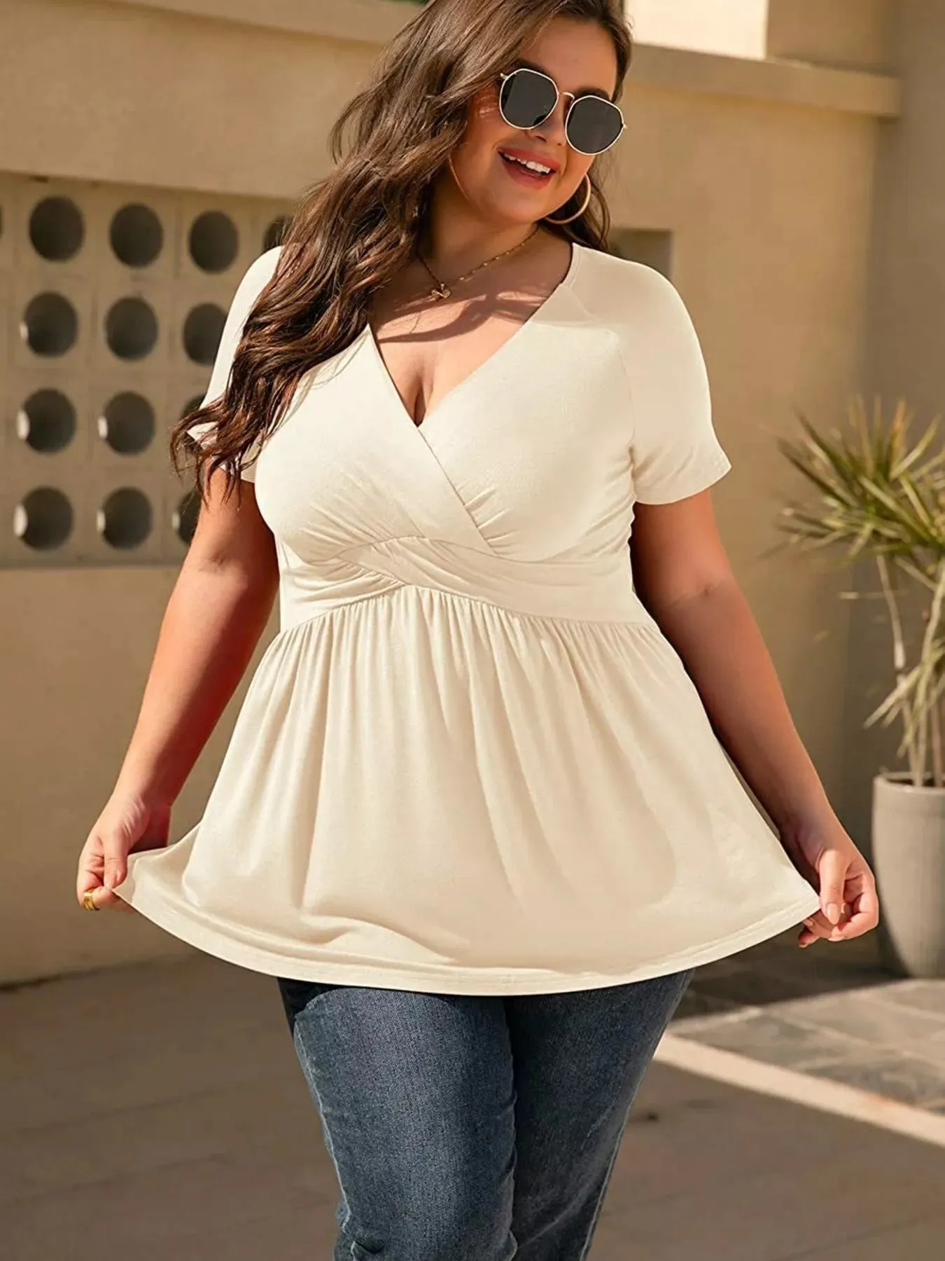 Plus Size Surplice Short Sleeve T-Shirt sold by Charming Charlie product image thumbnail 3