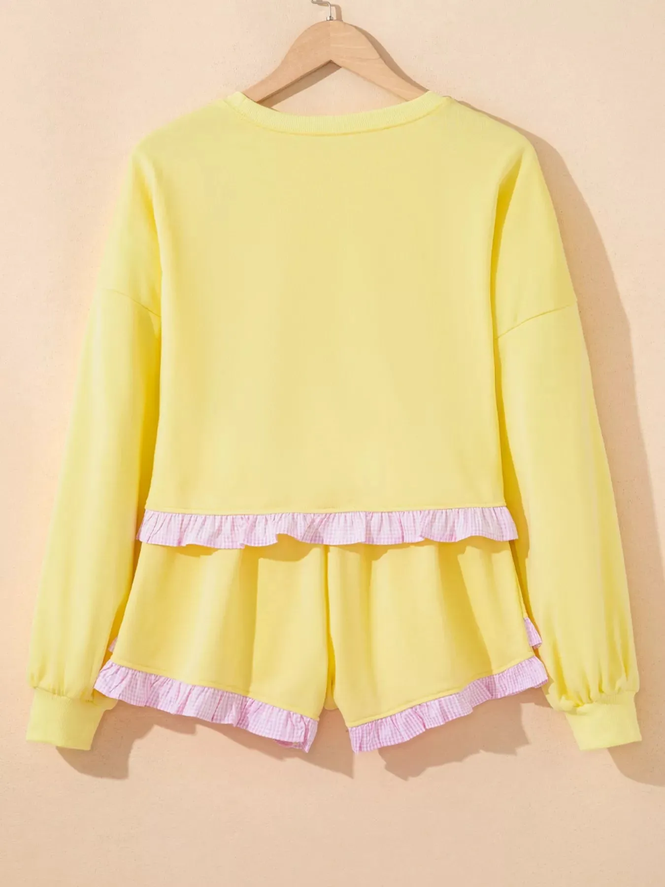 Contrast Frill Hem Round Neck Top and Shorts Set sold by Charming Charlie product image thumbnail 5