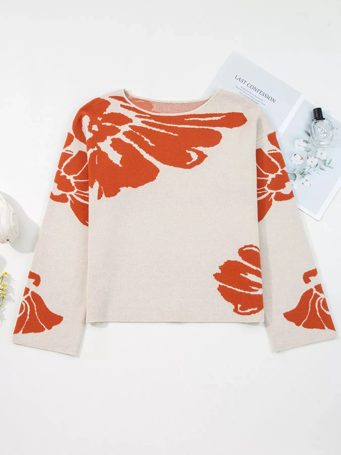 Flower Pattern Wide Sleeve Baggy Sweater sold by Charming Charlie product image thumbnail 3