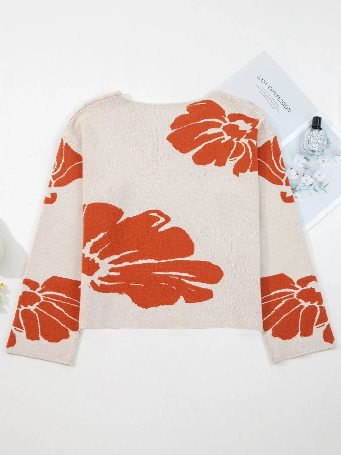 Flower Pattern Wide Sleeve Baggy Sweater sold by Charming Charlie product image thumbnail 4