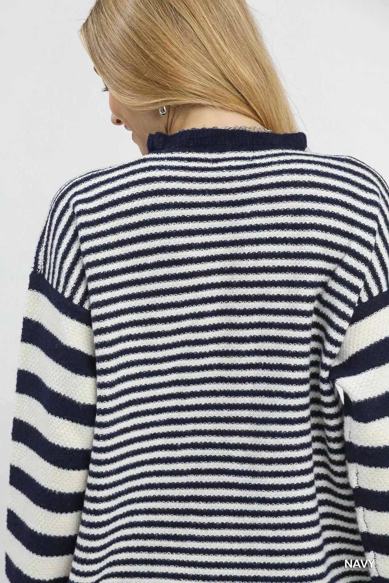 Umgee Ruffle Neck Stripe Sweater sold by Charming Charlie product image thumbnail 5