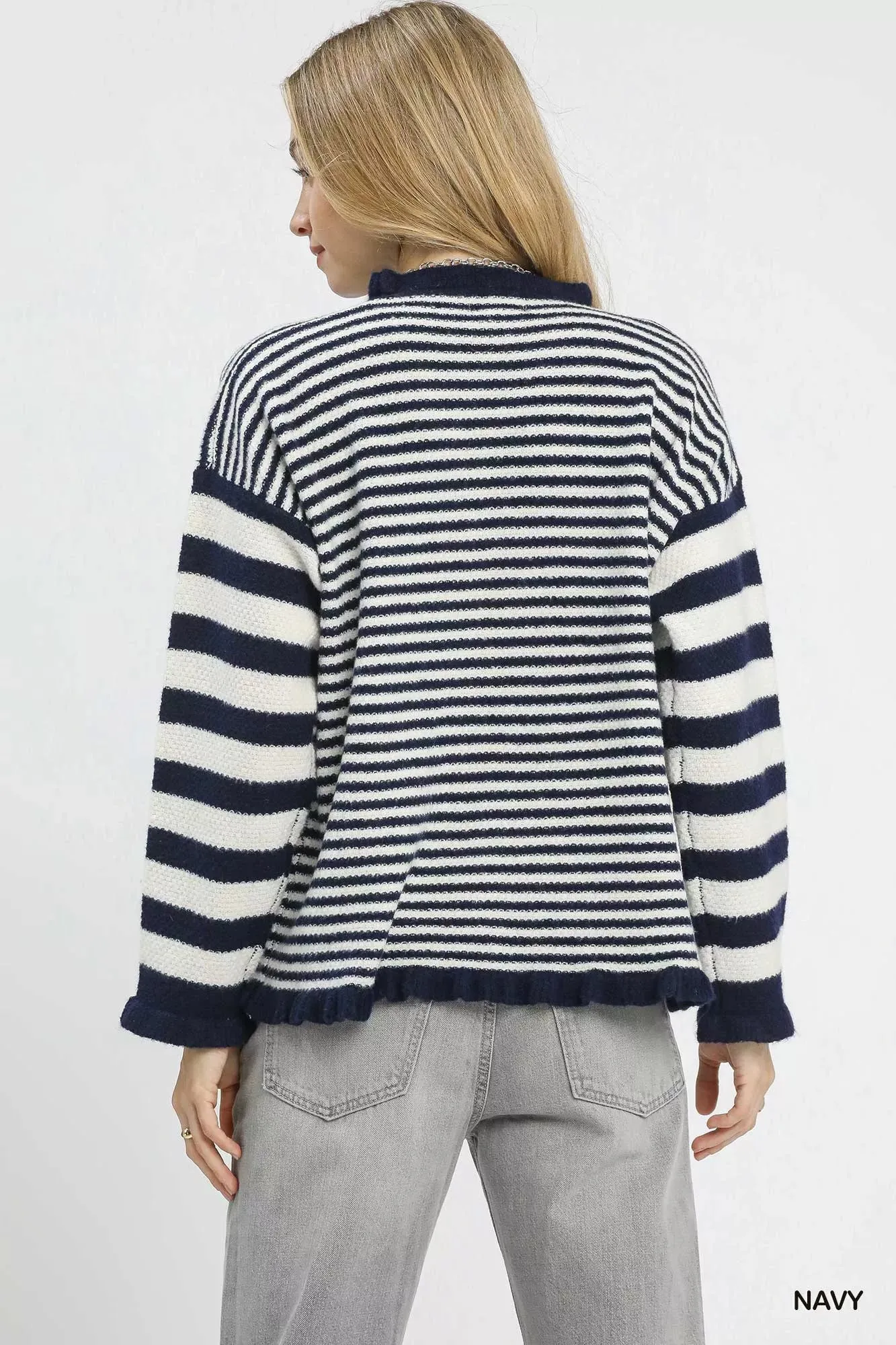 Umgee Ruffle Neck Stripe Sweater sold by Charming Charlie product image thumbnail 3