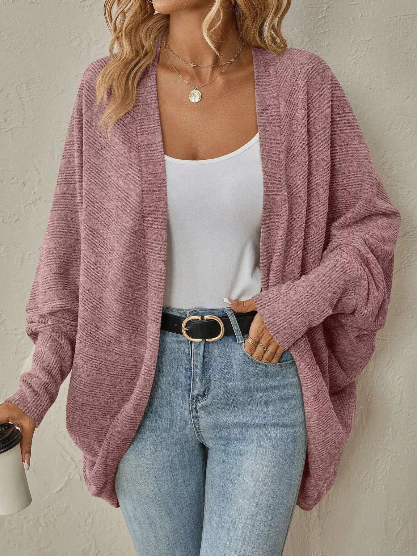 Cozy Oversized Open Front Knit Cardigan sold by Charming Charlie product image thumbnail 2