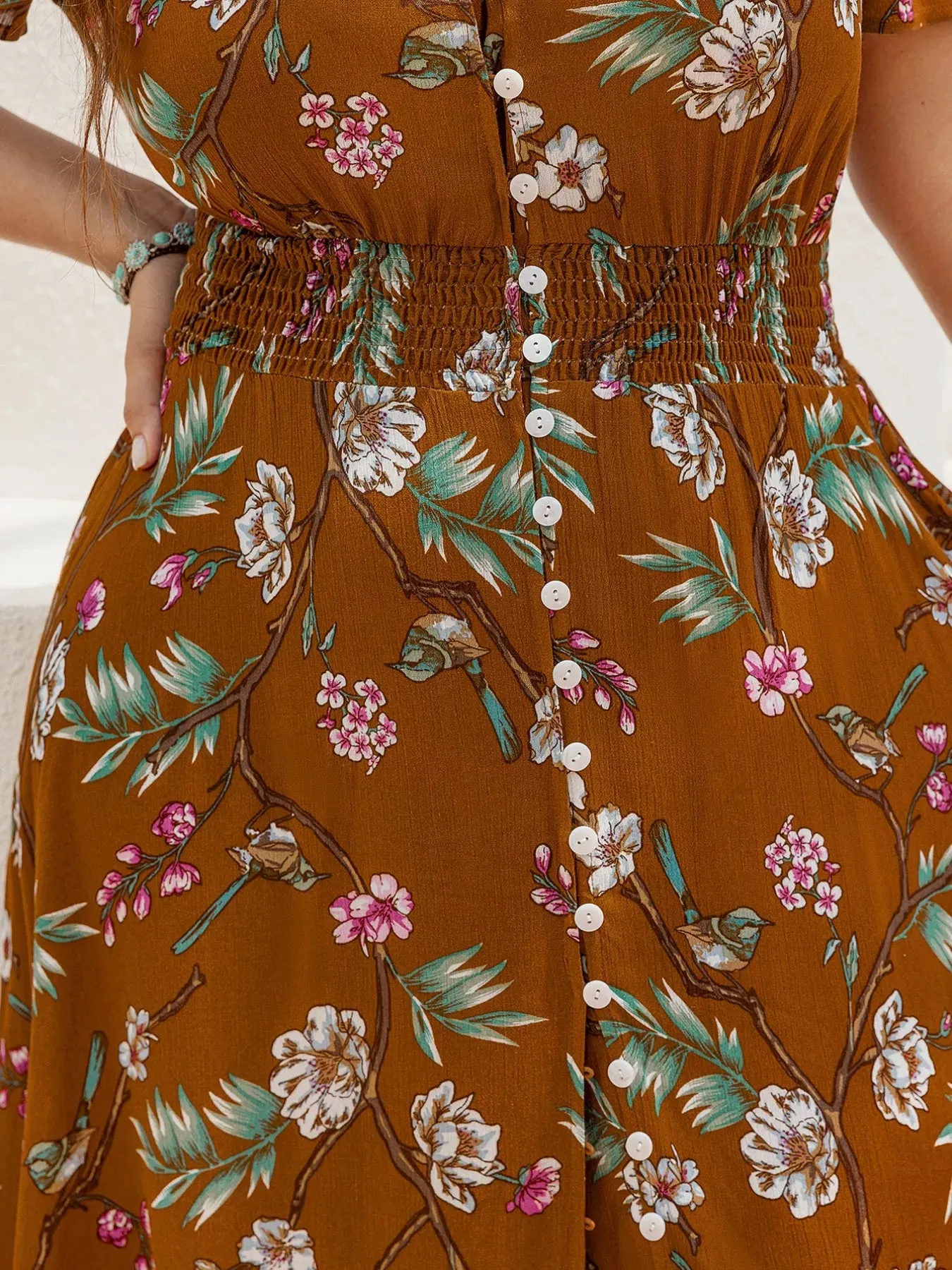 Plus Size Floral V-Neck Short Sleeve Dress sold by Charming Charlie product image thumbnail 2