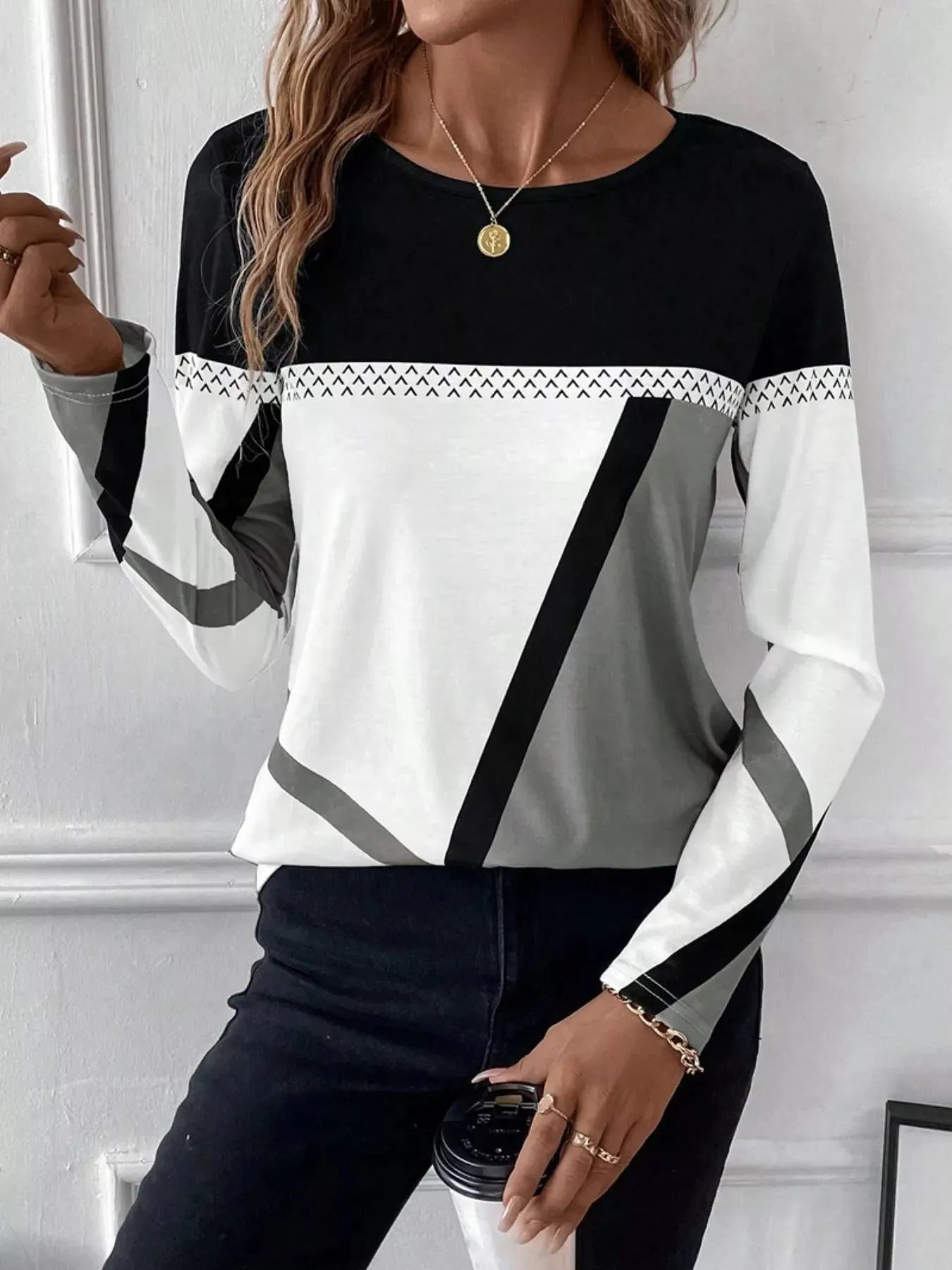 Color Block Long Sleeve T-Shirt sold by Charming Charlie product image thumbnail 4